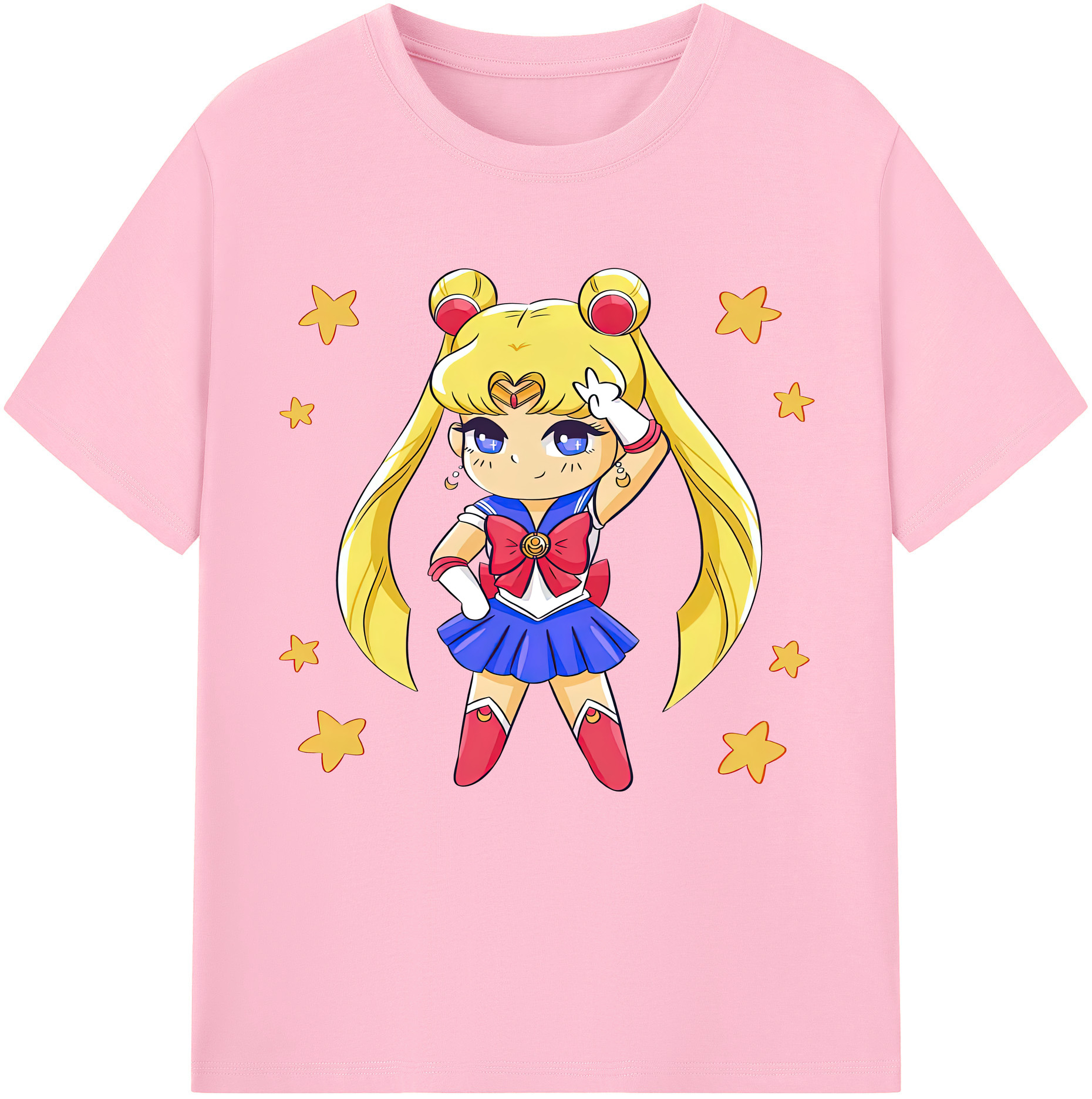 （画像用） 美少女戦士セーラームーン 月野 うさぎ つきの うさぎ Sailor Moon Tsukino Usagi 綿100％半袖Tシャツ（フロントプリント）