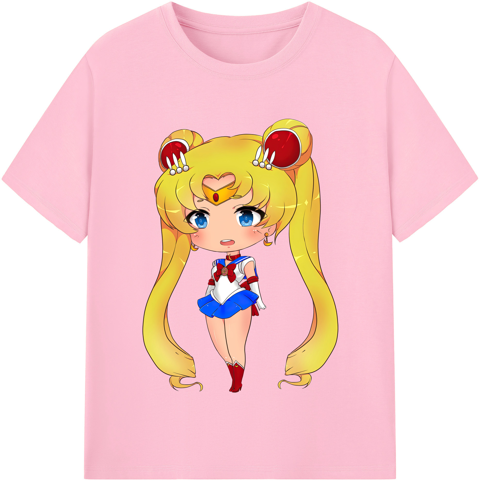 （画像用） 美少女戦士セーラームーン 月野 うさぎ つきの うさぎ Sailor Moon Tsukino Usagi 綿100％半袖Tシャツ（フロントプリント）