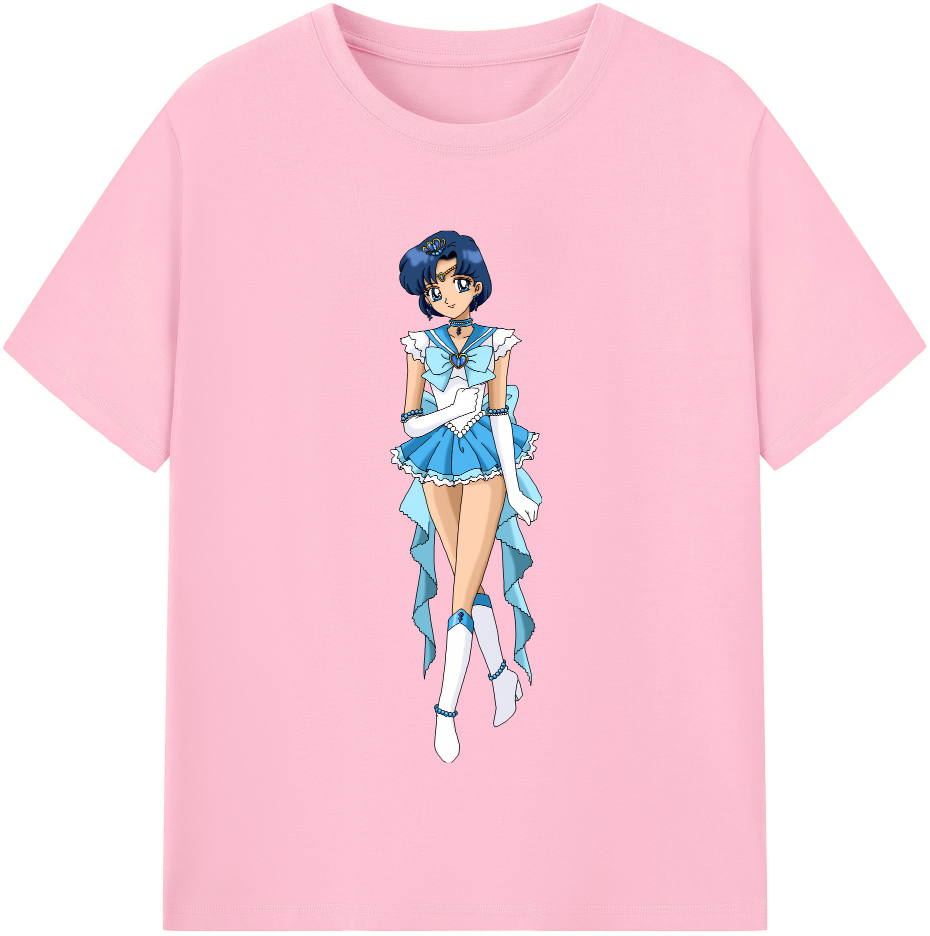 （画像用） 美少女戦士セーラームーン 水野 亜美 みずの あみ Sailor Moon Mizuno Ami 綿100％半袖Tシャツ（フロントプリント）