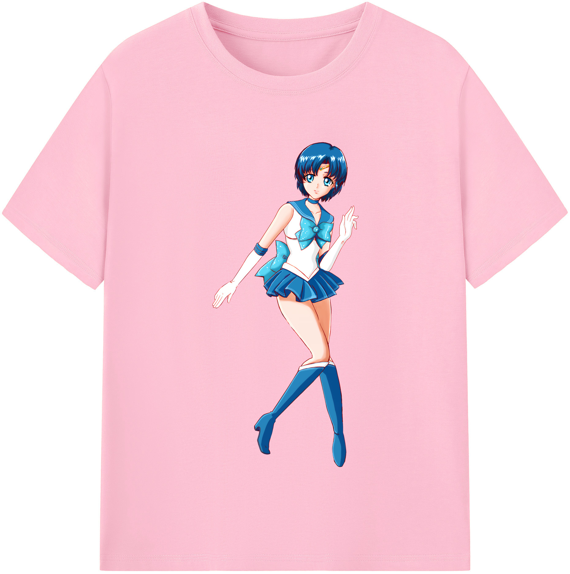 （画像用） 美少女戦士セーラームーン 水野 亜美 みずの あみ Sailor Moon Mizuno Ami 綿100％半袖Tシャツ（フロントプリント）