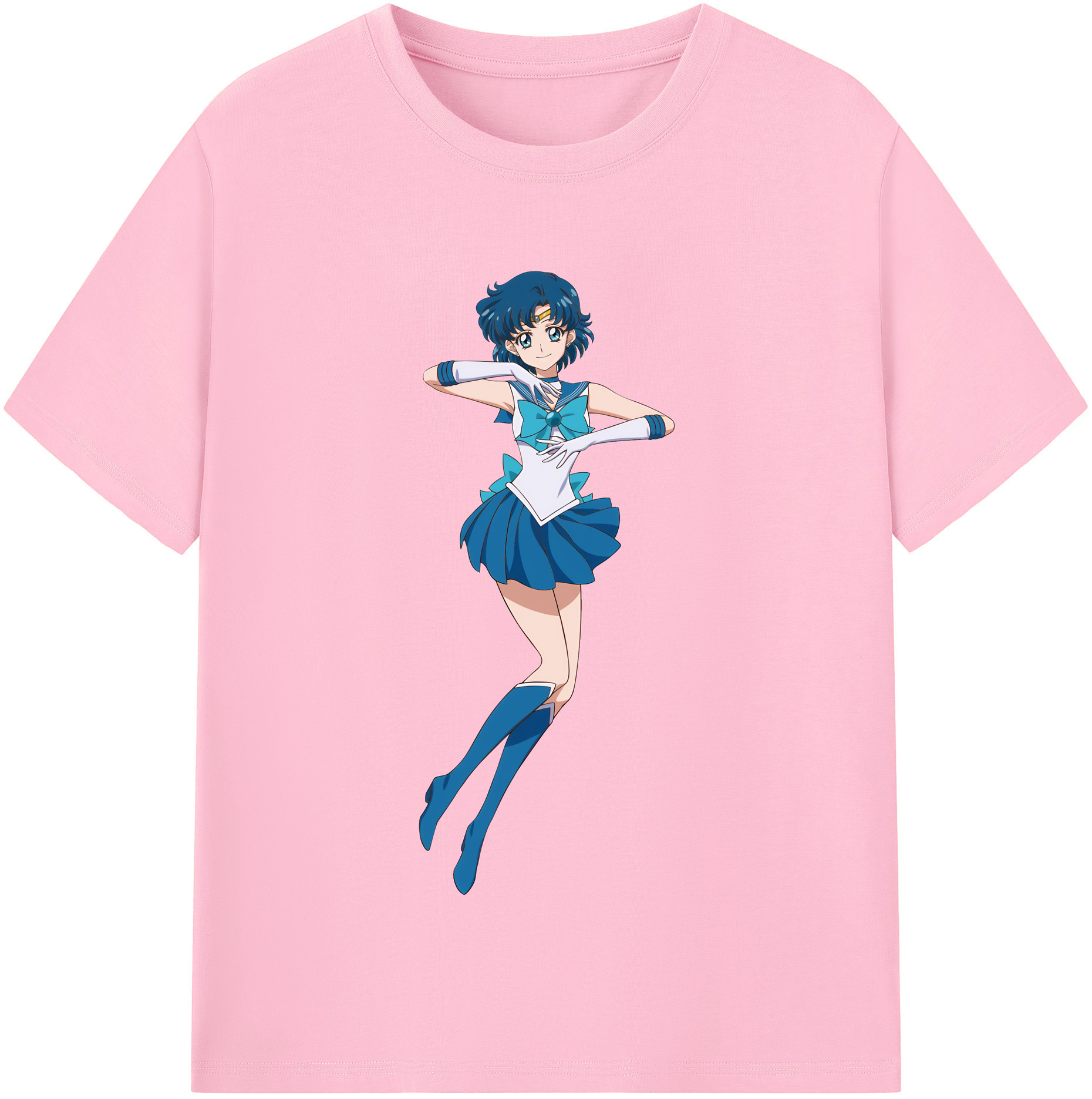 （画像用） 美少女戦士セーラームーン 水野 亜美 みずの あみ Sailor Moon Mizuno Ami 綿100％半袖Tシャツ（フロントプリント）