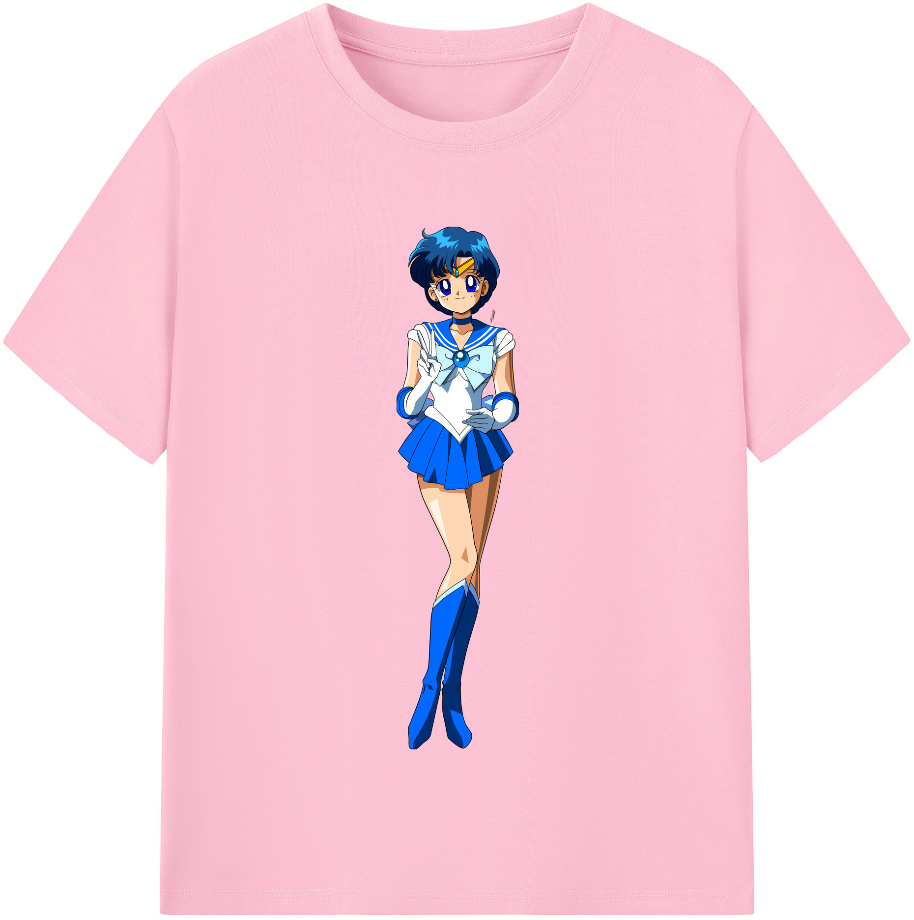 （画像用） 美少女戦士セーラームーン 水野 亜美 みずの あみ Sailor Moon Mizuno Ami 綿100％半袖Tシャツ（フロントプリント）