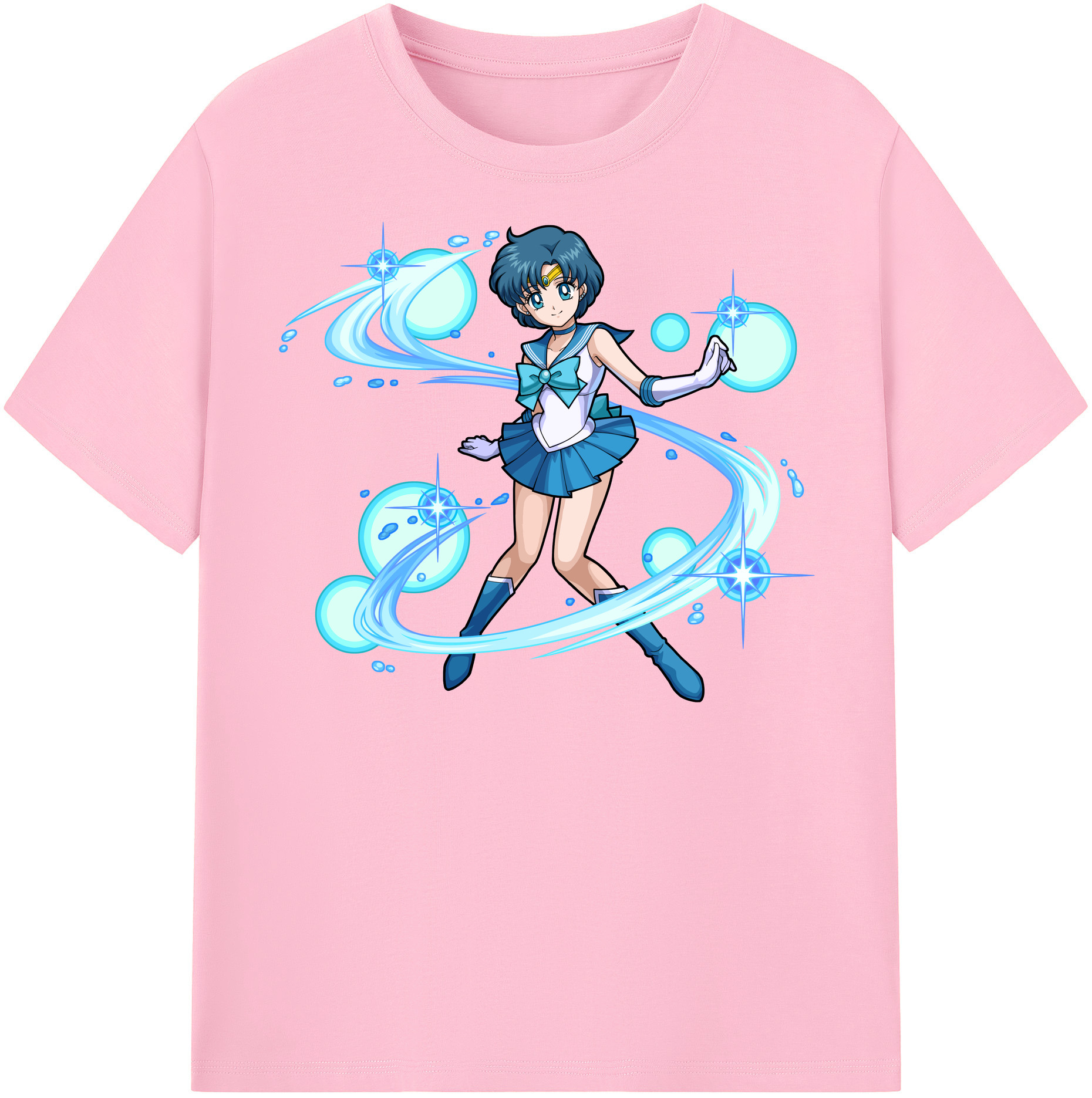 （画像用） 美少女戦士セーラームーン 水野 亜美 みずの あみ Sailor Moon Mizuno Ami 綿100％半袖Tシャツ（フロントプリント）