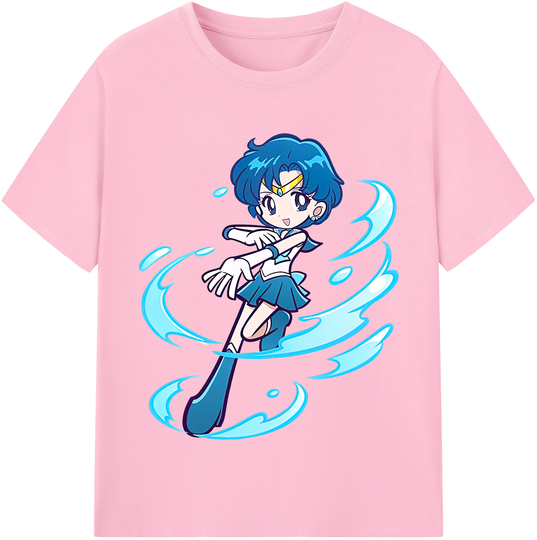 （画像用） 美少女戦士セーラームーン 水野 亜美 みずの あみ Sailor Moon Mizuno Ami 綿100％半袖Tシャツ（フロントプリント）