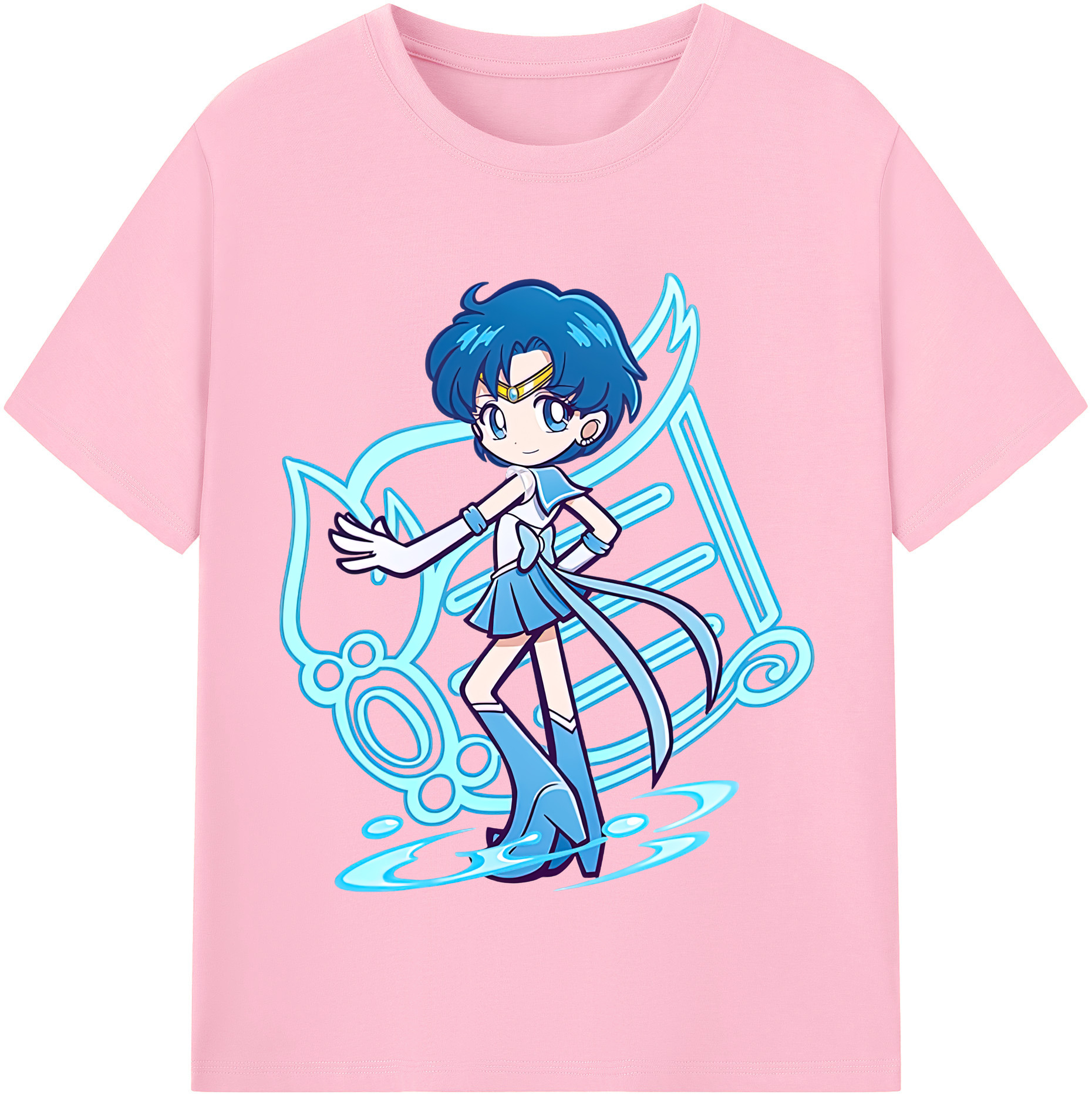 （画像用） 美少女戦士セーラームーン 水野 亜美 みずの あみ Sailor Moon Mizuno Ami 綿100％半袖Tシャツ（フロントプリント）