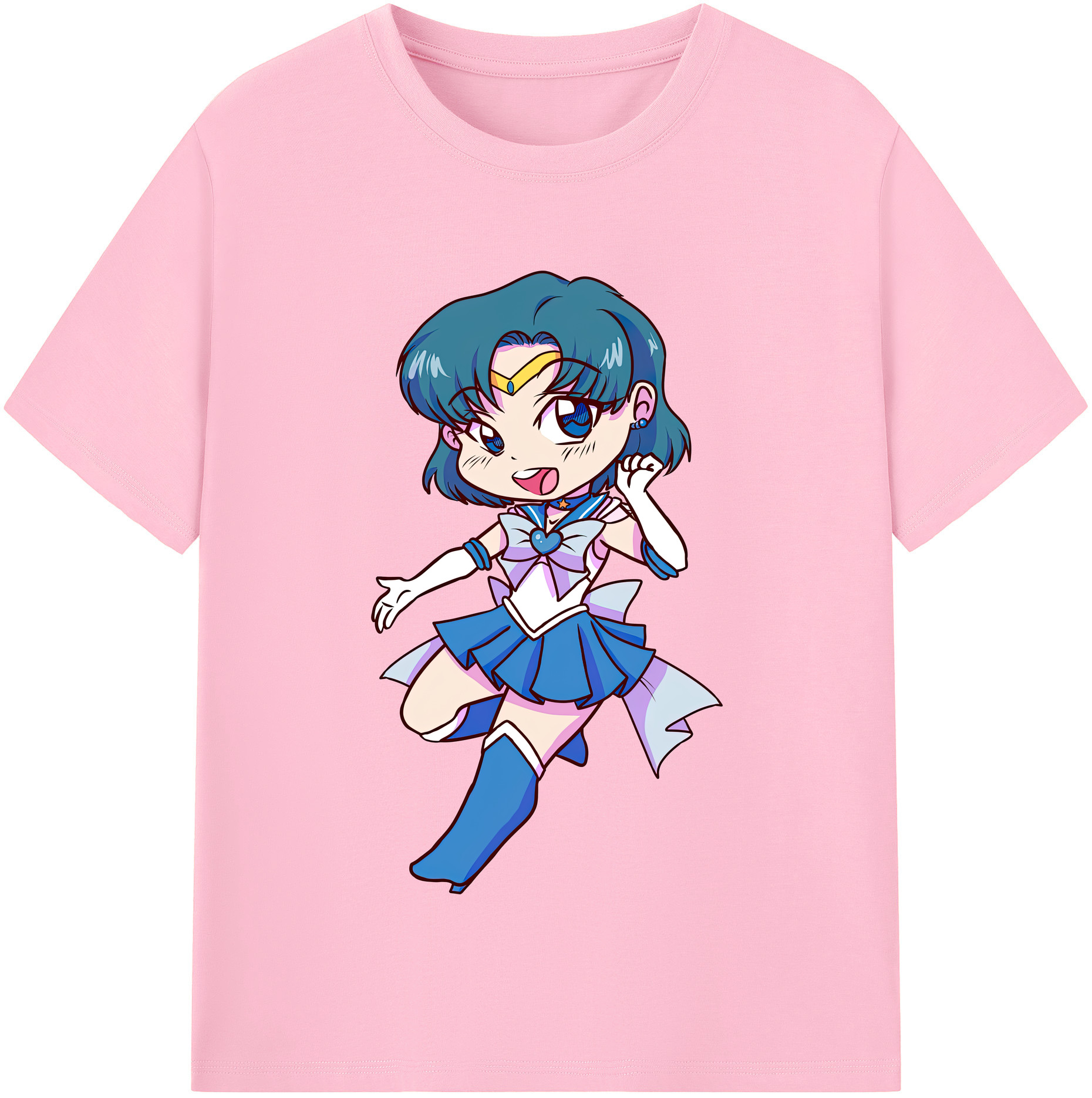 （画像用） 美少女戦士セーラームーン 水野 亜美 みずの あみ Sailor Moon Mizuno Ami 綿100％半袖Tシャツ（フロントプリント）