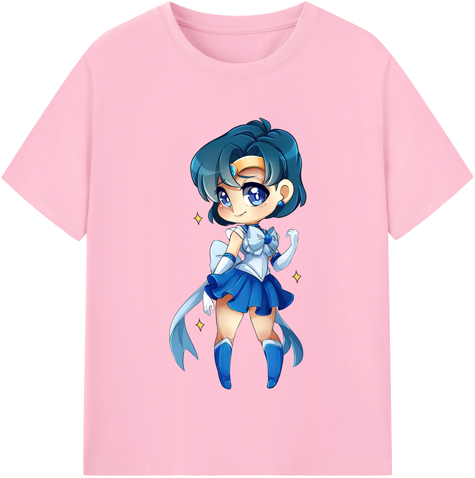 （画像用） 美少女戦士セーラームーン 水野 亜美 みずの あみ Sailor Moon Mizuno Ami 綿100％半袖Tシャツ（フロントプリント）