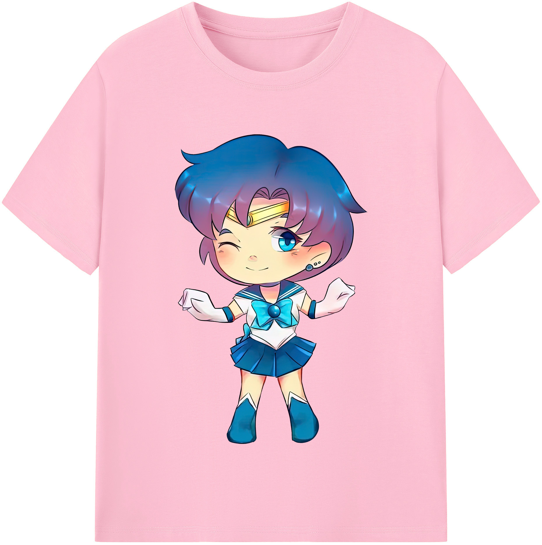 （画像用） 美少女戦士セーラームーン 水野 亜美 みずの あみ Sailor Moon Mizuno Ami 綿100％半袖Tシャツ（フロントプリント）
