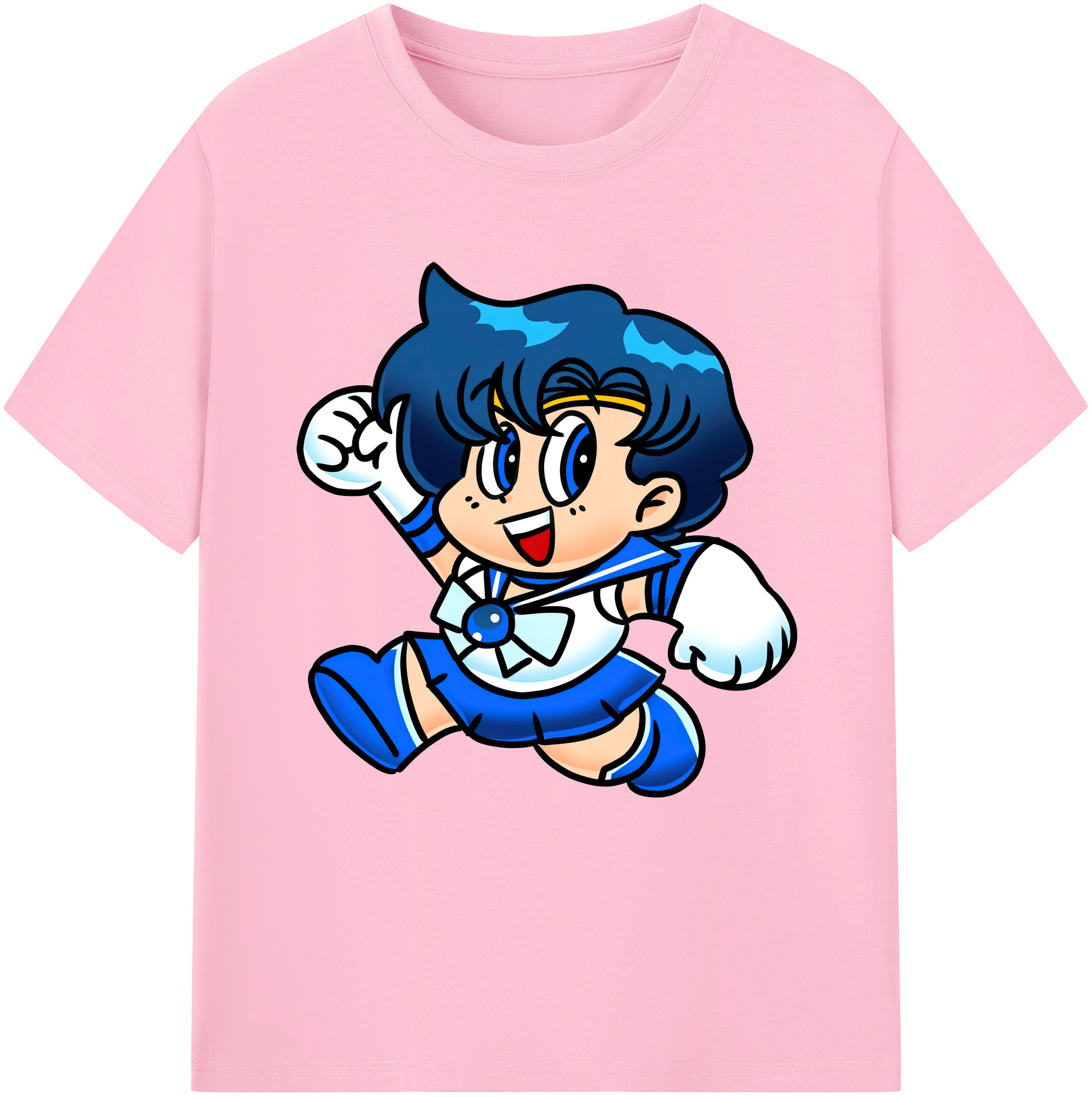 （画像用） 美少女戦士セーラームーン 水野 亜美 みずの あみ Sailor Moon Mizuno Ami 綿100％半袖Tシャツ（フロントプリント）