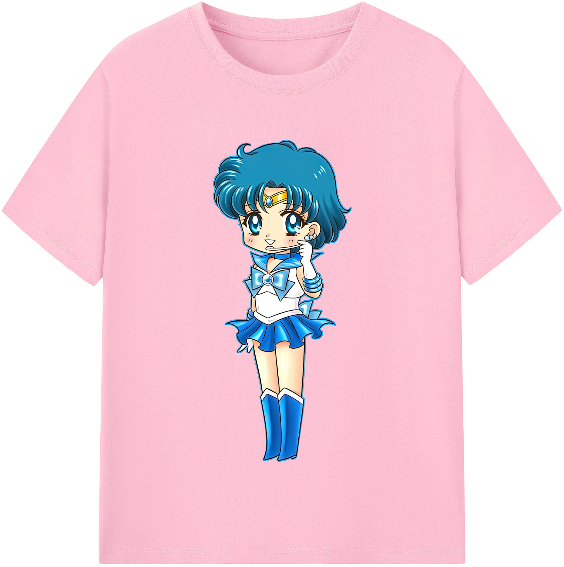 （画像用） 美少女戦士セーラームーン 水野 亜美 みずの あみ Sailor Moon Mizuno Ami 綿100％半袖Tシャツ（フロントプリント）