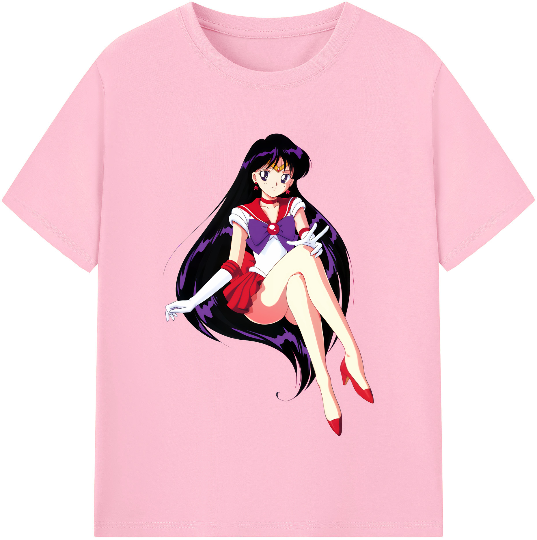 （画像用） 美少女戦士セーラームーン 火野レイ ひの レイ Sailor Moon Hino Rei （セーラーマーズ,Sailor Mars） 綿100％半袖Tシャツ（フロントプリント）