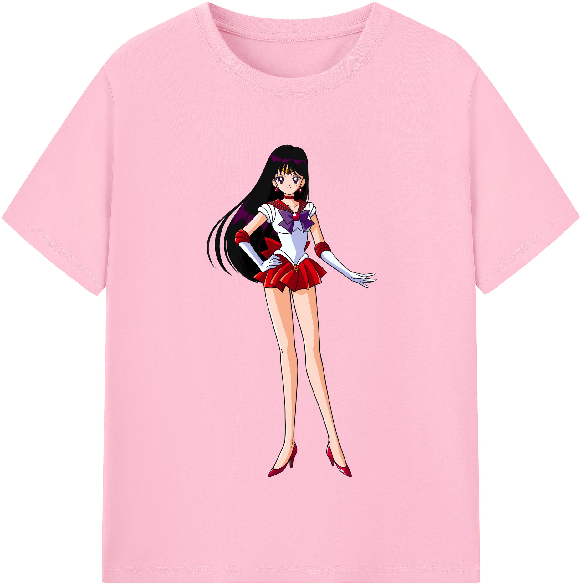 （画像用） 美少女戦士セーラームーン 火野レイ ひの レイ Sailor Moon Hino Rei （セーラーマーズ,Sailor Mars） 綿100％半袖Tシャツ（フロントプリント）