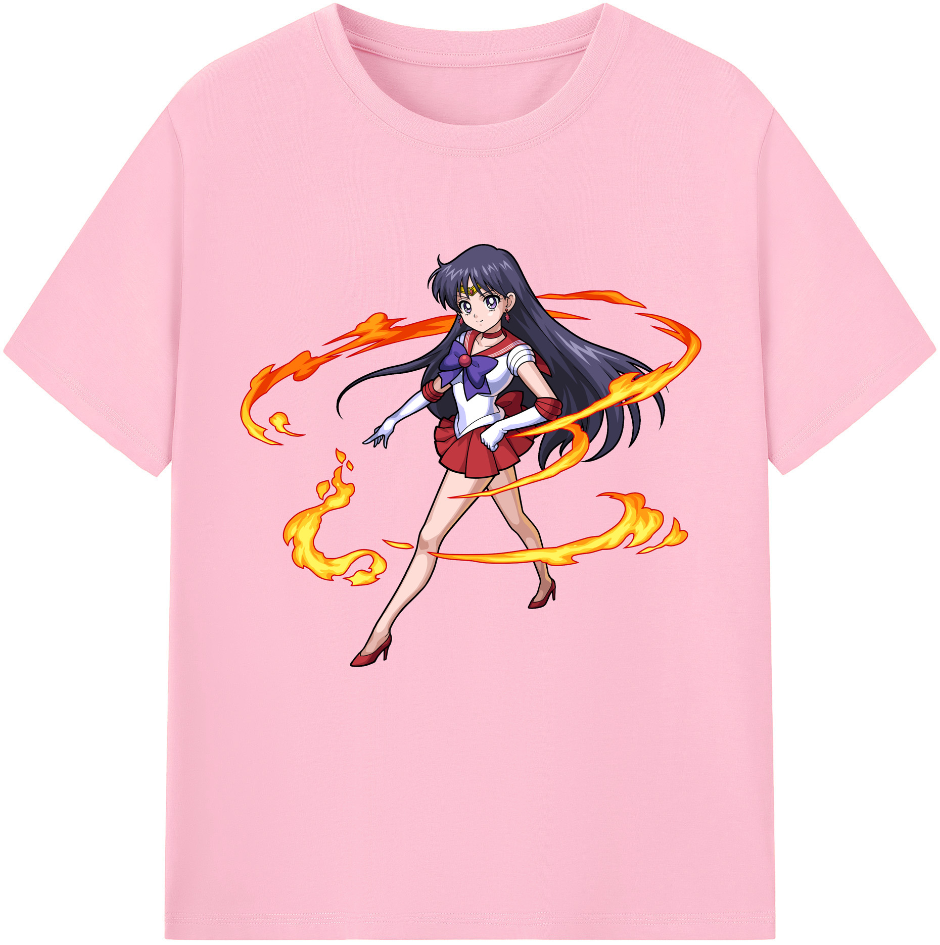 （画像用） 美少女戦士セーラームーン 火野レイ ひの レイ Sailor Moon Hino Rei （セーラーマーズ,Sailor Mars） 綿100％半袖Tシャツ（フロントプリント）