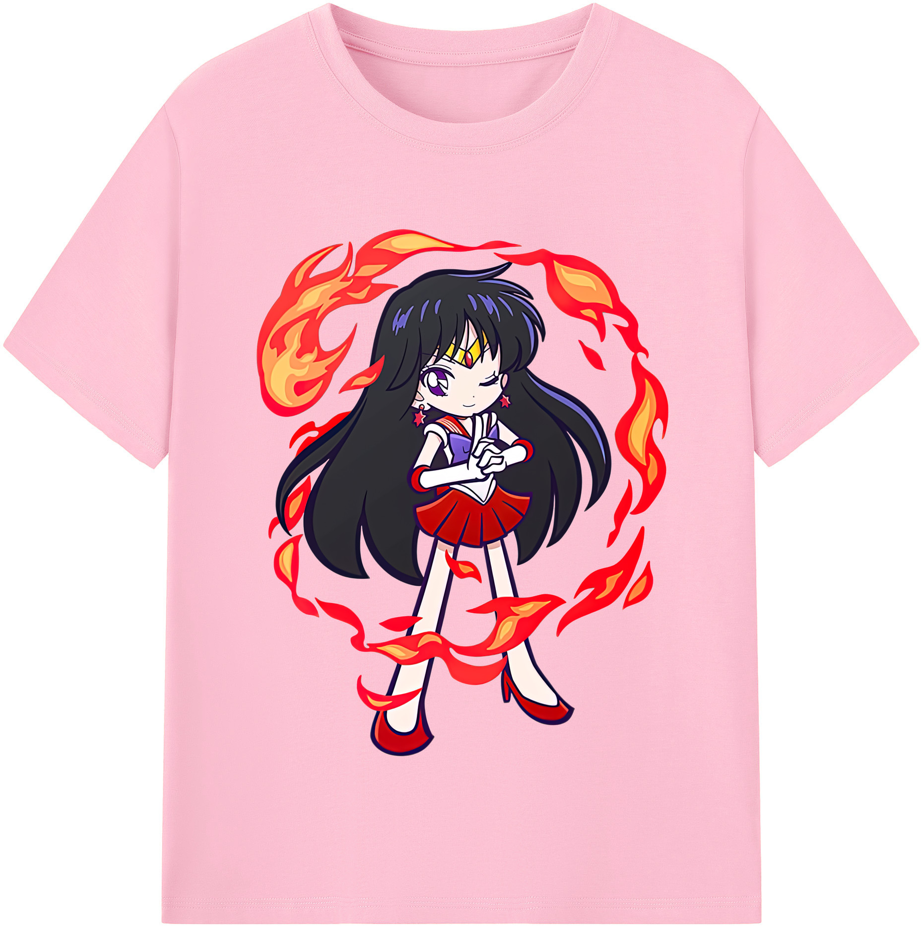 （画像用） 美少女戦士セーラームーン 火野レイ ひの レイ Sailor Moon Hino Rei （セーラーマーズ,Sailor Mars） 綿100％半袖Tシャツ（フロントプリント）