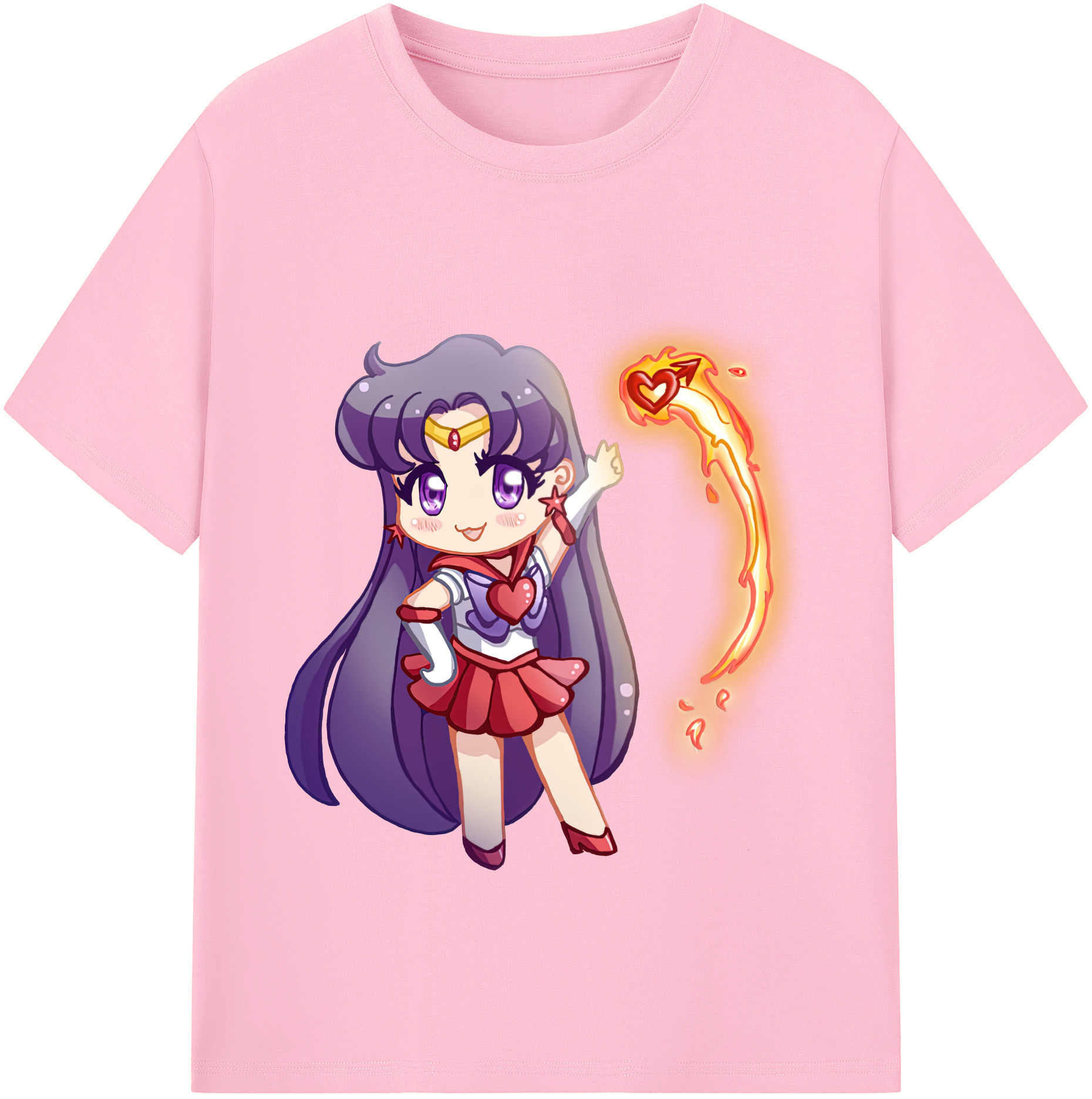 （画像用） 美少女戦士セーラームーン 火野レイ ひの レイ Sailor Moon Hino Rei （セーラーマーズ,Sailor Mars） 綿100％半袖Tシャツ（フロントプリント）
