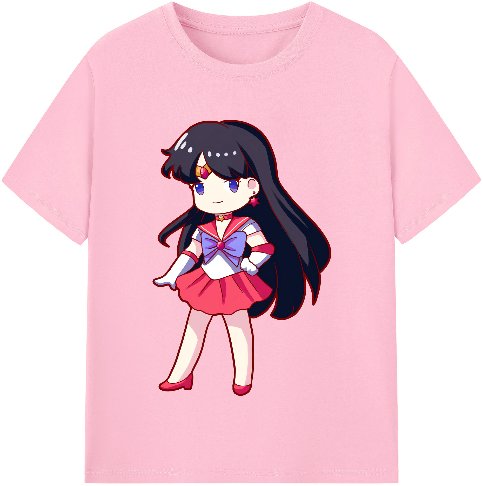 （画像用） 美少女戦士セーラームーン 火野レイ ひの レイ Sailor Moon Hino Rei （セーラーマーズ,Sailor Mars） 綿100％半袖Tシャツ（フロントプリント）