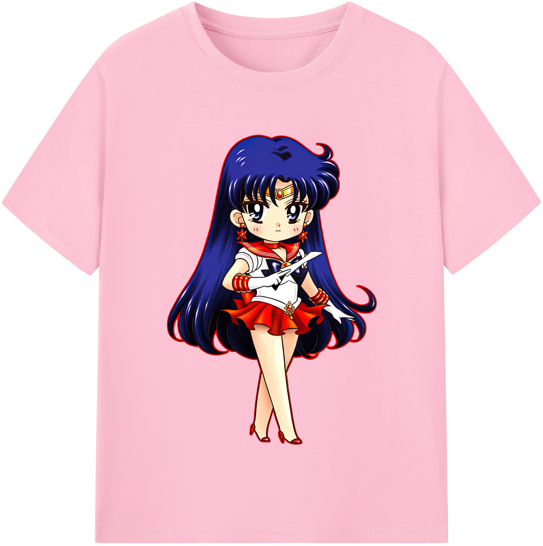（画像用） 美少女戦士セーラームーン 火野レイ ひの レイ Sailor Moon Hino Rei （セーラーマーズ,Sailor Mars） 綿100％半袖Tシャツ（フロントプリント）