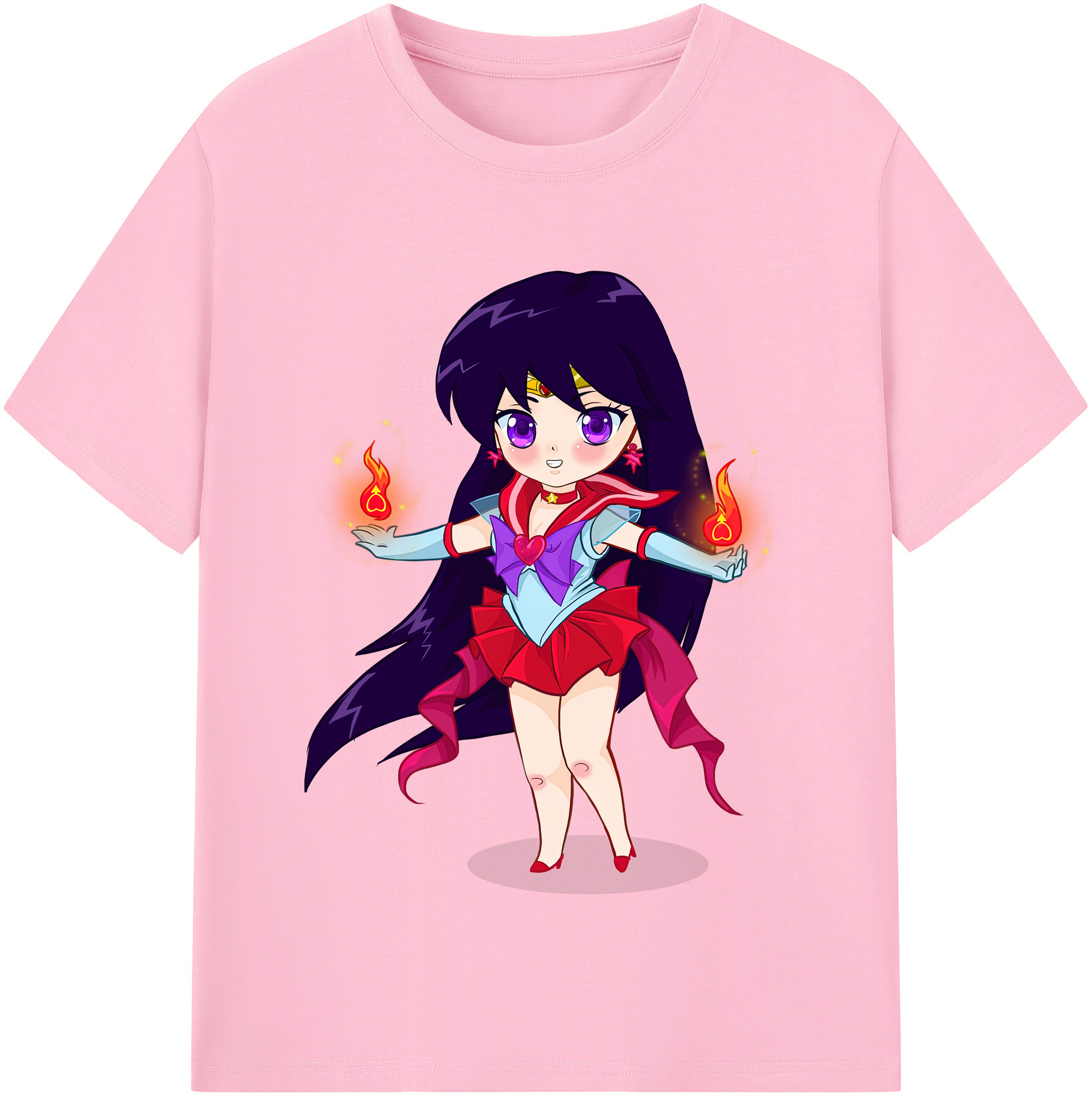 （画像用） 美少女戦士セーラームーン 火野レイ ひの レイ Sailor Moon Hino Rei （セーラーマーズ,Sailor Mars） 綿100％半袖Tシャツ（フロントプリント）
