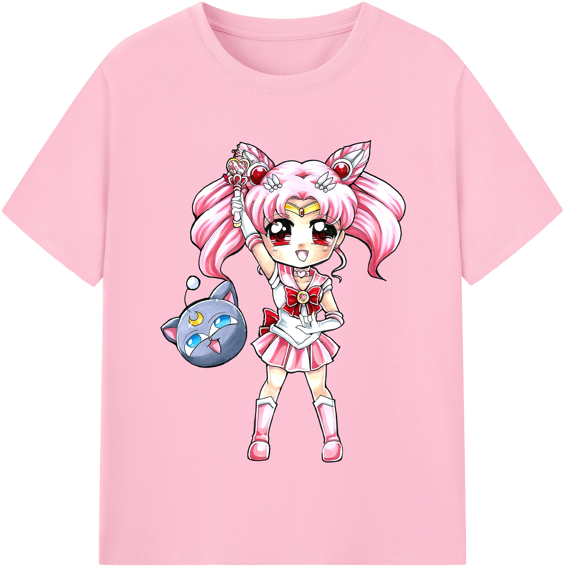 （画像用） 美少女戦士セーラームーン ちびうさ Sailor Moon Chibiusa Tsukino Usagi Small Lady Serenity 綿100％半袖Tシャツ（フロントプリント）