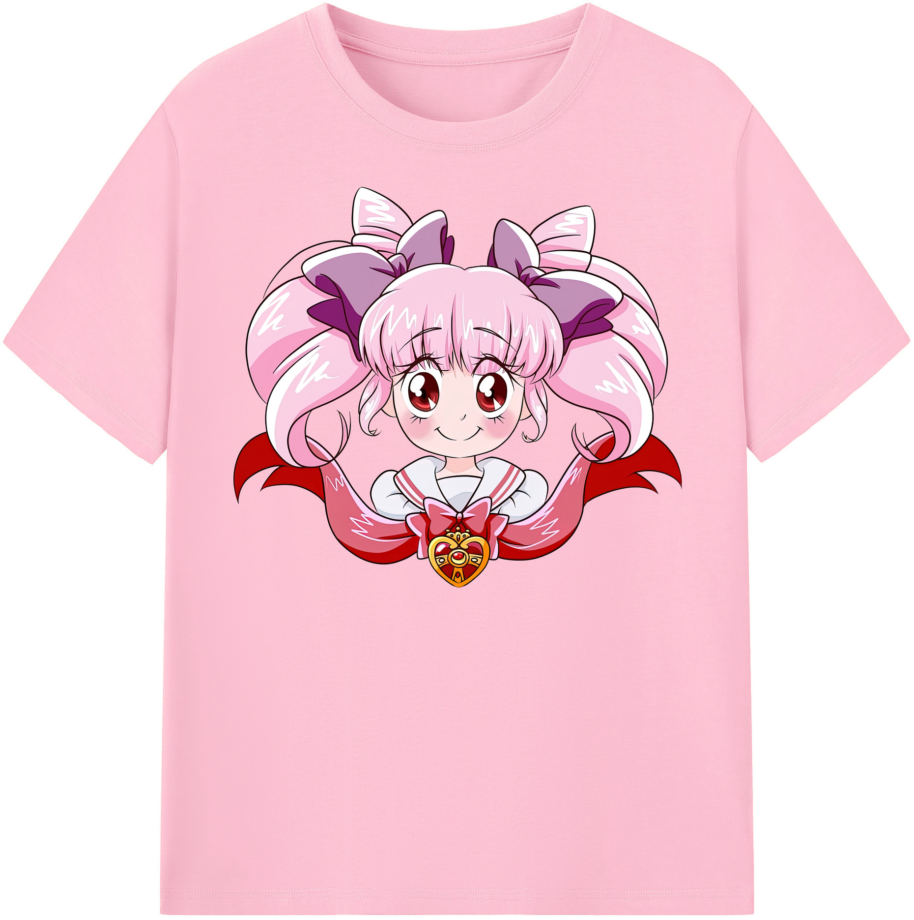 （画像用） 美少女戦士セーラームーン ちびうさ Sailor Moon Chibiusa Tsukino Usagi Small Lady Serenity 綿100％半袖Tシャツ（フロントプリント）