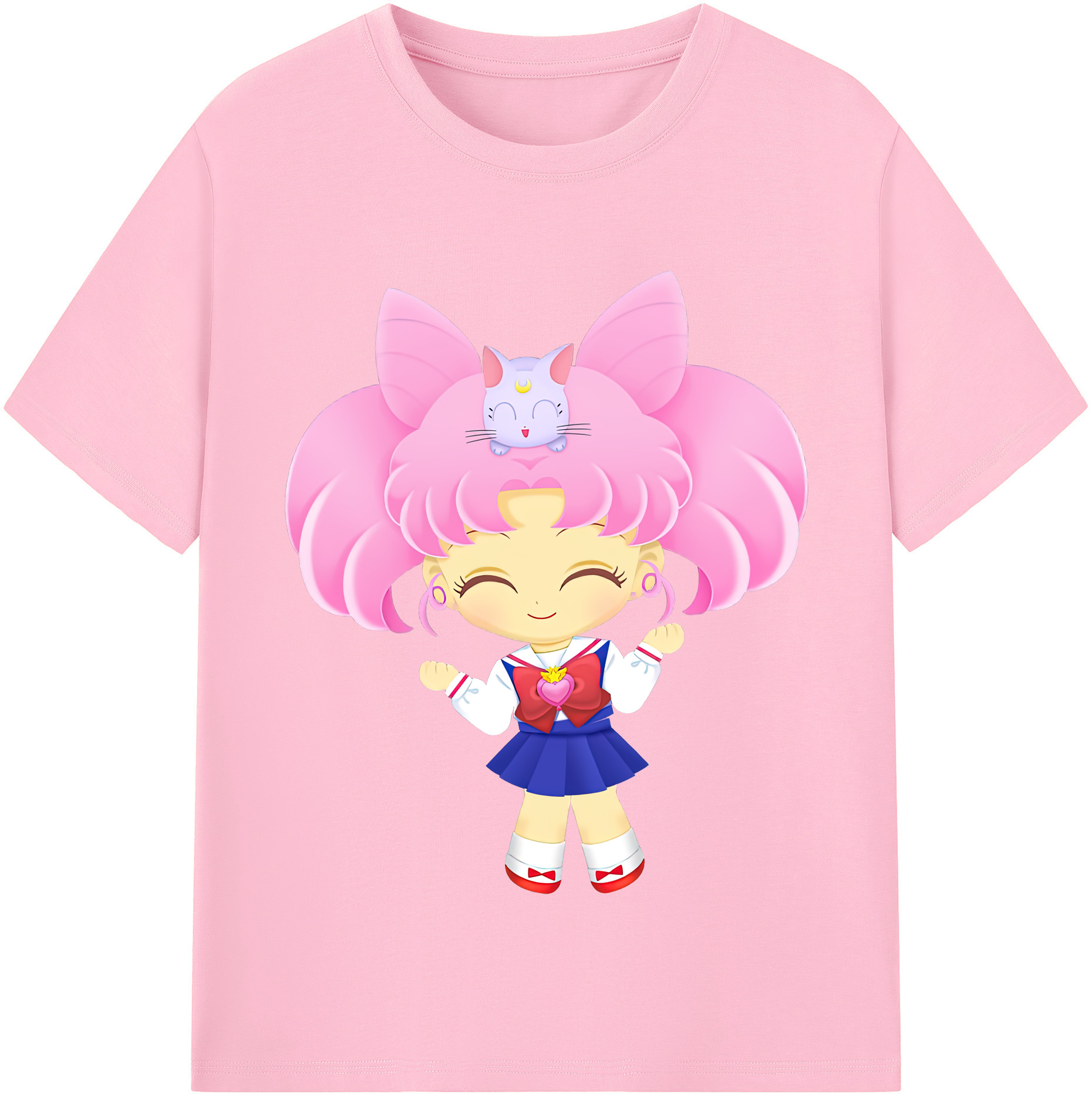 （画像用） 美少女戦士セーラームーン ちびうさ Sailor Moon Chibiusa Tsukino Usagi Small Lady Serenity 綿100％半袖Tシャツ（フロントプリント）