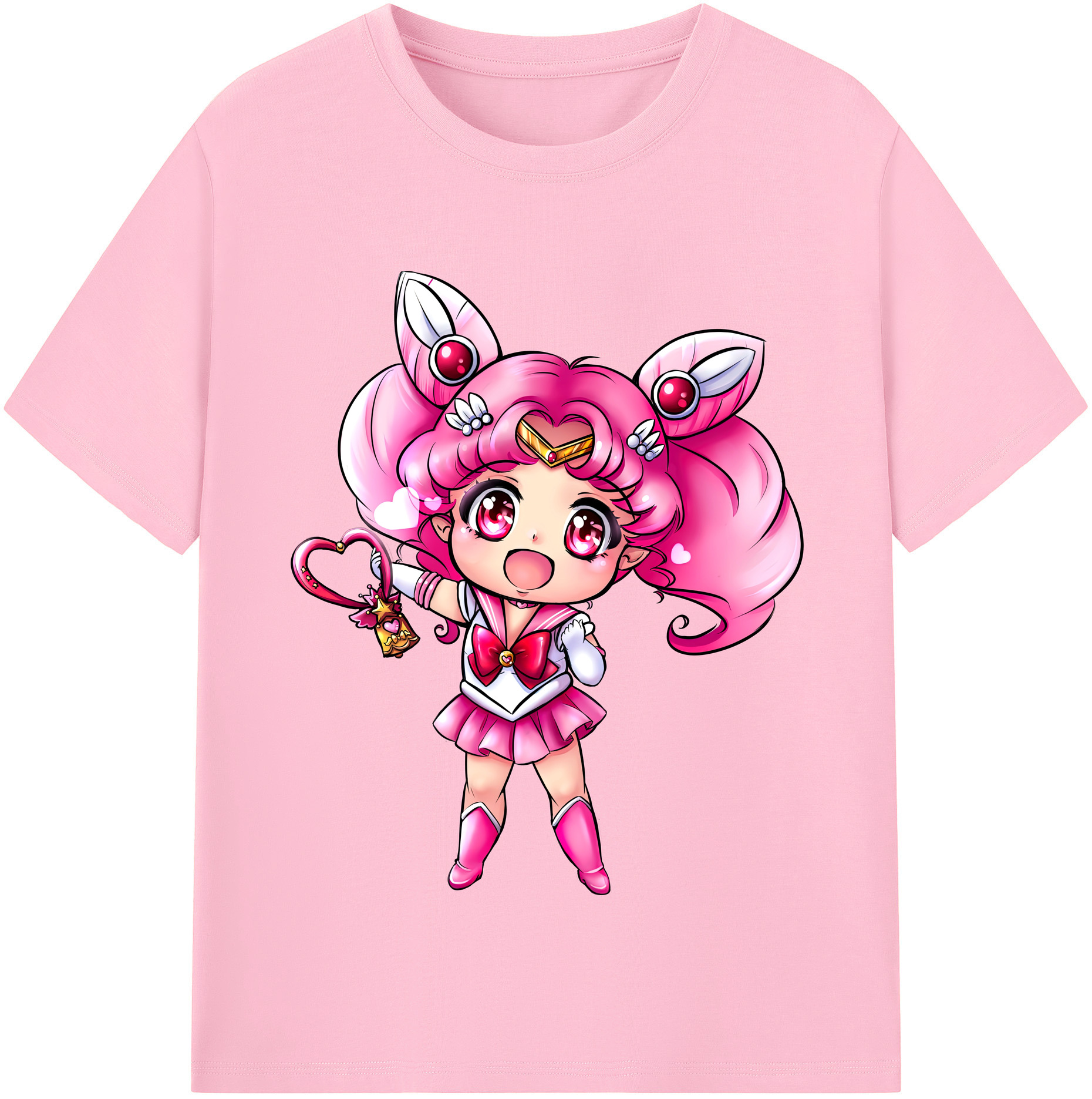 （画像用） 美少女戦士セーラームーン ちびうさ Sailor Moon Chibiusa Tsukino Usagi Small Lady Serenity 綿100％半袖Tシャツ（フロントプリント）