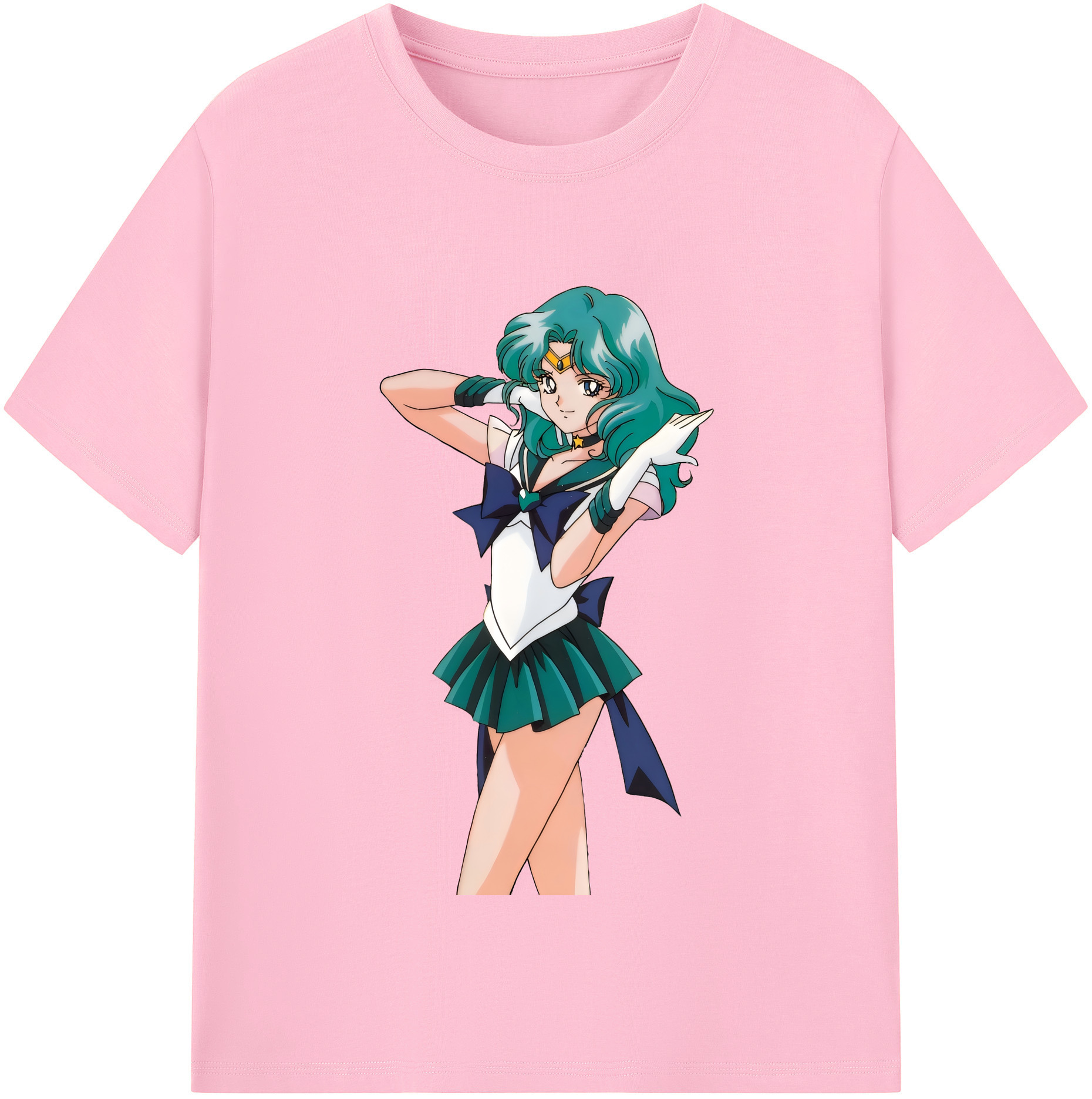 （画像用） 美少女戦士セーラームーン 海王 みちる（かいおう みちる） Sailor Moon Kaiou Michiru 綿100％半袖Tシャツ（フロントプリント）