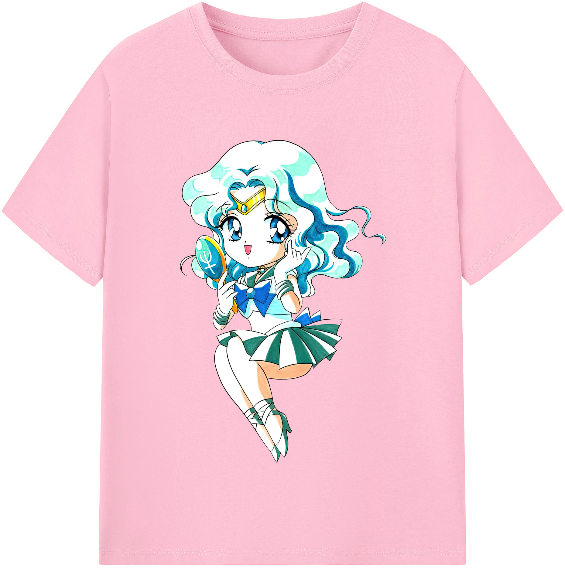 （画像用） 美少女戦士セーラームーン 海王 みちる（かいおう みちる） Sailor Moon Kaiou Michiru 綿100％半袖Tシャツ（フロントプリント）
