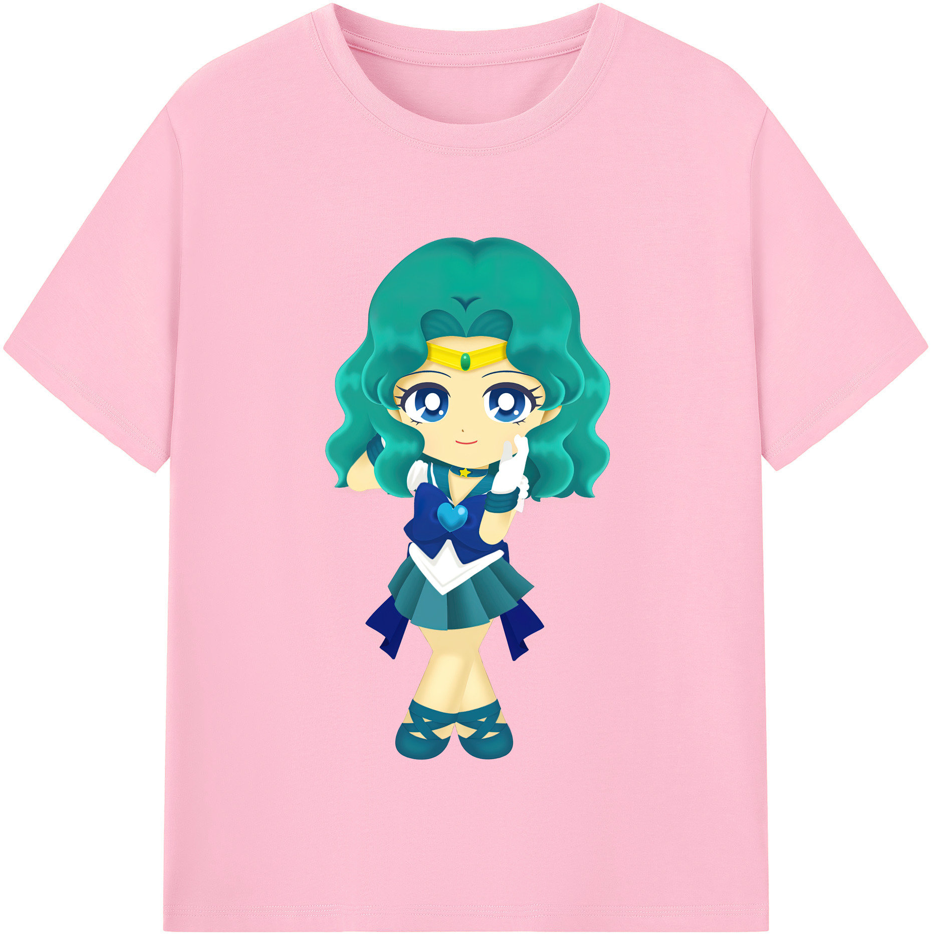 （画像用） 美少女戦士セーラームーン 海王 みちる（かいおう みちる） Sailor Moon Kaiou Michiru 綿100％半袖Tシャツ（フロントプリント）