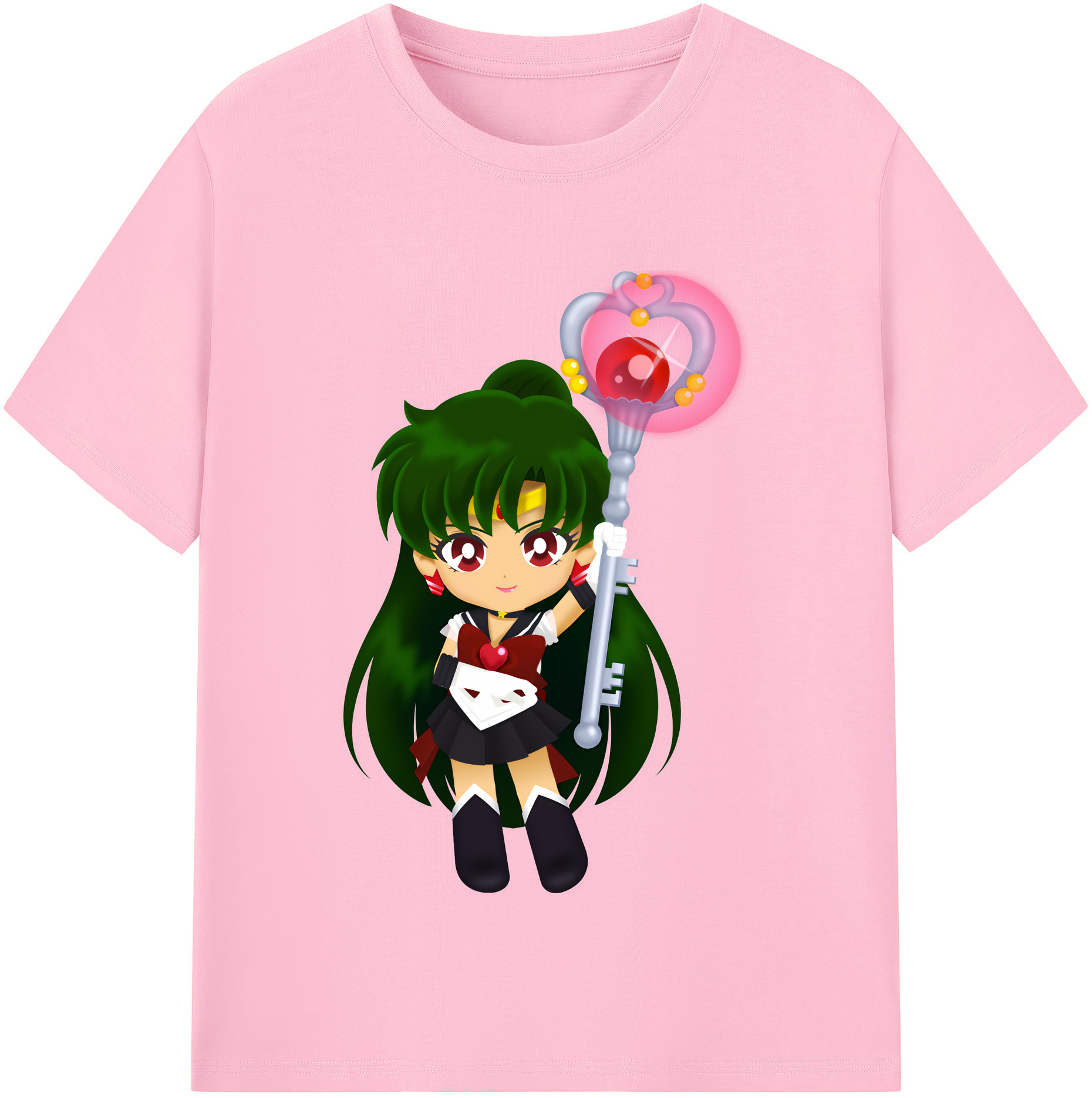 （画像用） 美少女戦士セーラームーン 冥王せつな Sailor Moon Meiou Setsuna 綿100％半袖Tシャツ（フロントプリント）