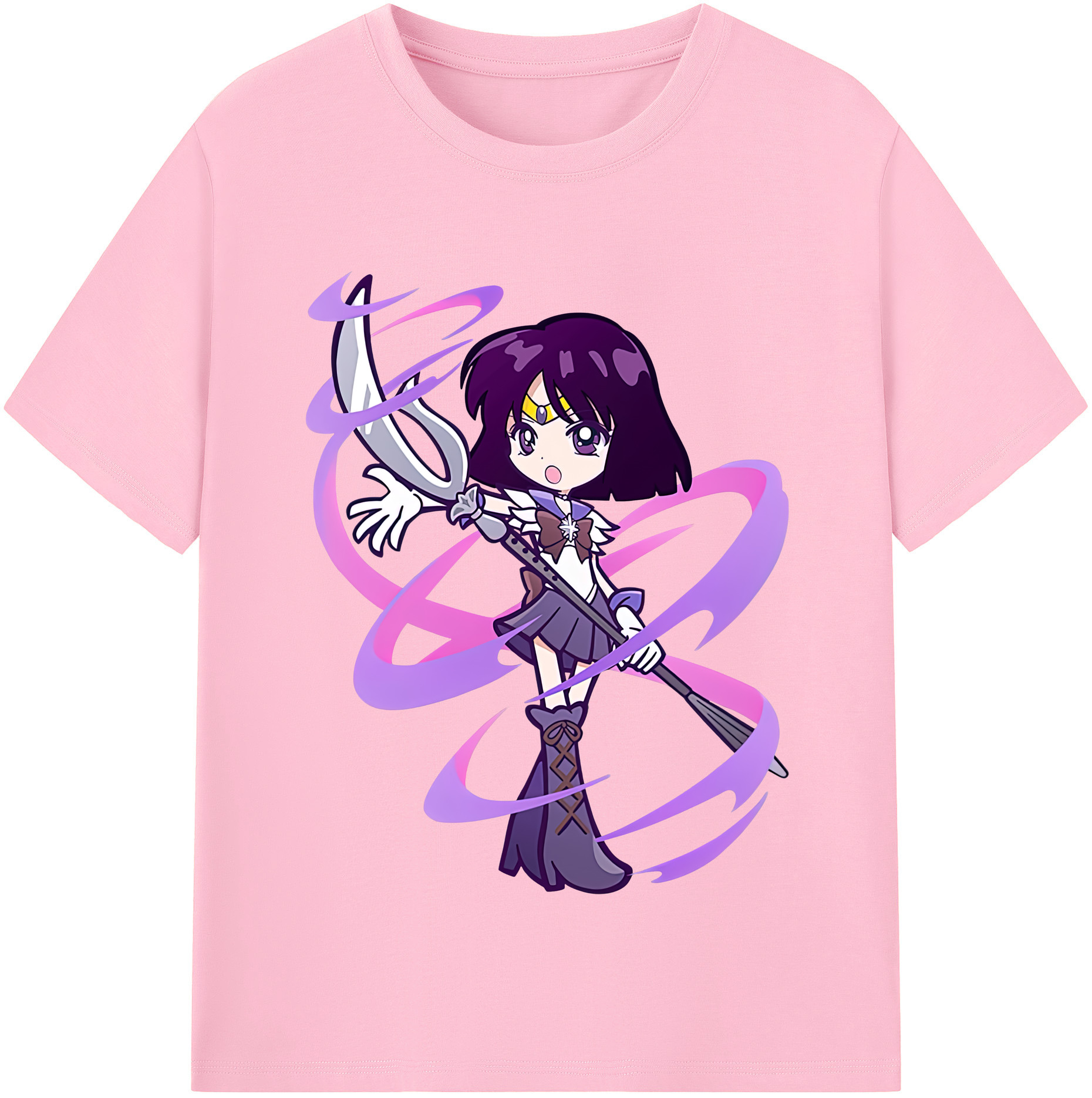 （画像用） 美少女戦士セーラームーン 土萠ほたる Sailor Moon Tomoe Hotaru （セーラーサターン；Sailor Saturn） 綿100％半袖Tシャツ（フロントプリント）