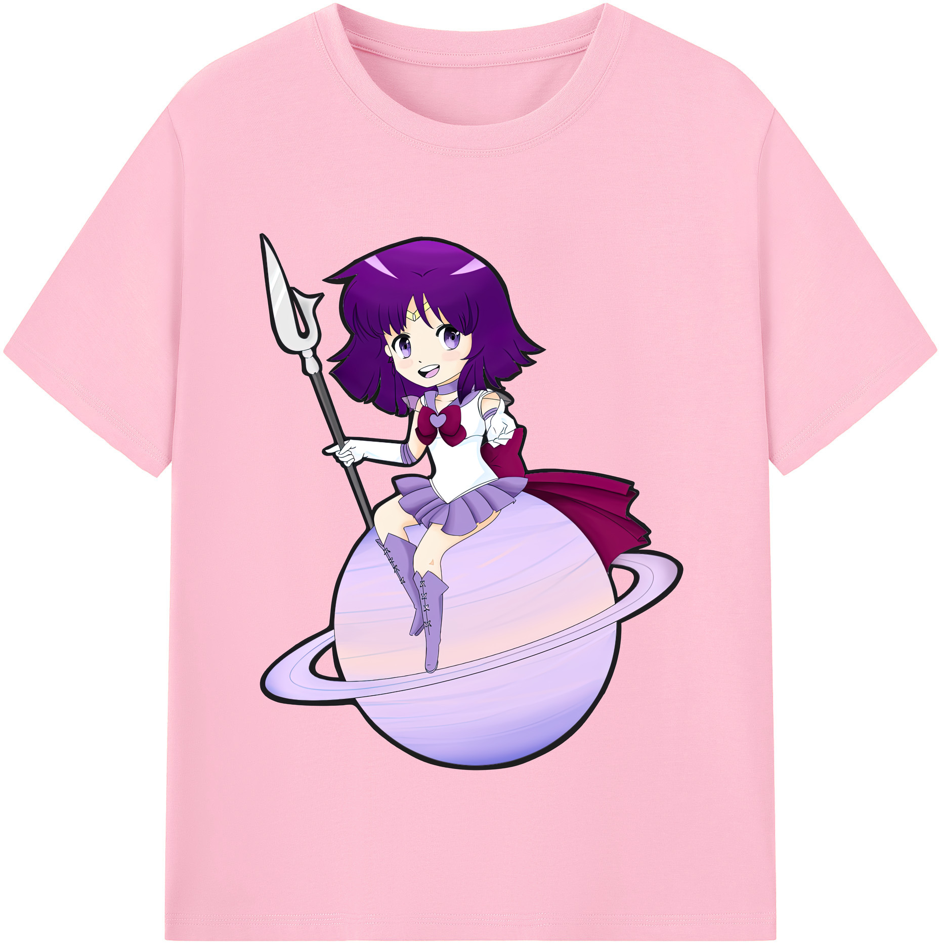 （画像用） 美少女戦士セーラームーン 土萠ほたる Sailor Moon Tomoe Hotaru （セーラーサターン；Sailor Saturn） 綿100％半袖Tシャツ（フロントプリント）