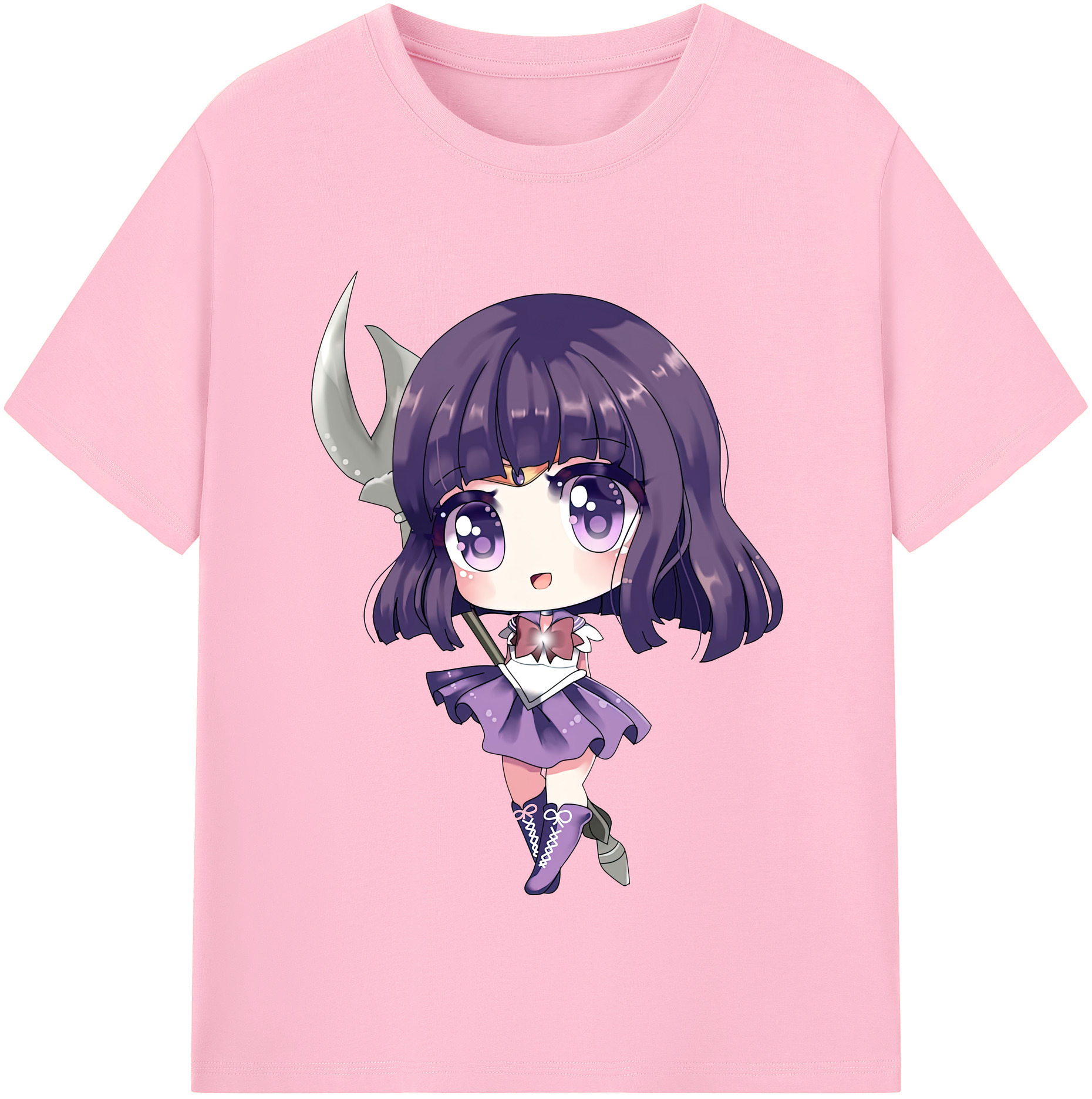 （画像用） 美少女戦士セーラームーン 土萠ほたる Sailor Moon Tomoe Hotaru （セーラーサターン；Sailor Saturn） 綿100％半袖Tシャツ（フロントプリント）