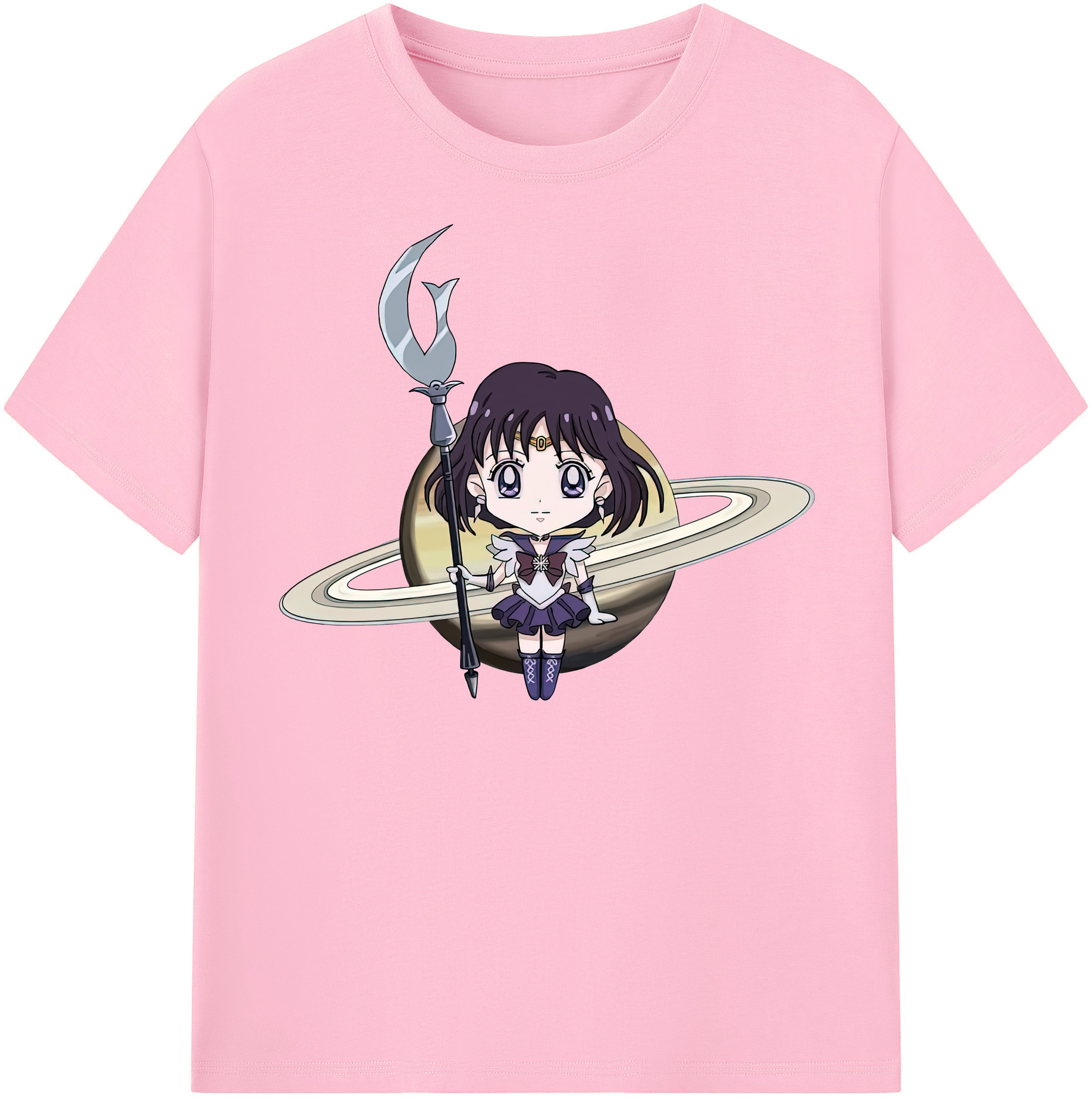 （画像用） 美少女戦士セーラームーン 土萠ほたる Sailor Moon Tomoe Hotaru （セーラーサターン；Sailor Saturn） 綿100％半袖Tシャツ（フロントプリント）