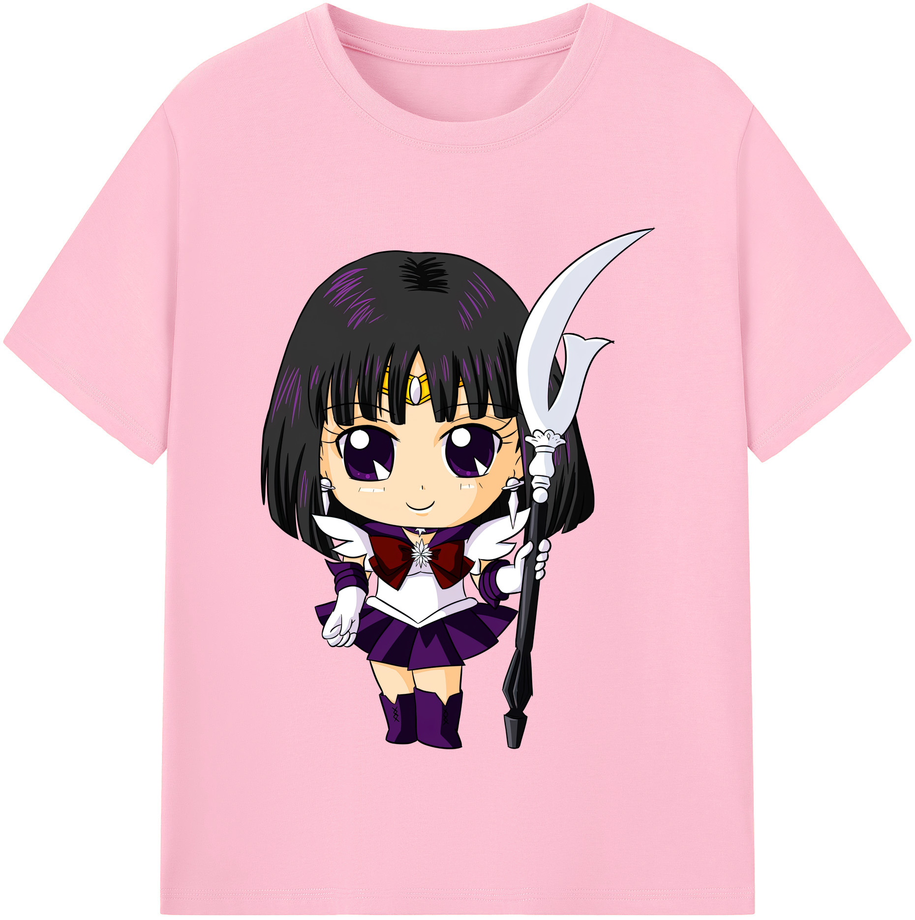 （画像用） 美少女戦士セーラームーン 土萠ほたる Sailor Moon Tomoe Hotaru （セーラーサターン；Sailor Saturn） 綿100％半袖Tシャツ（フロントプリント）