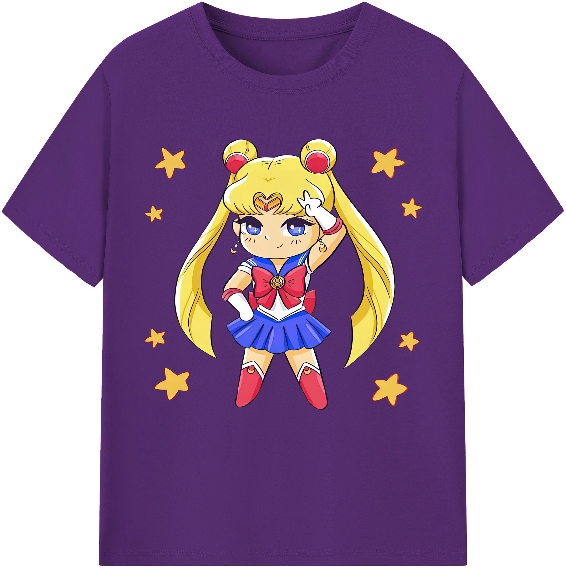 （画像用） 美少女戦士セーラームーン 月野 うさぎ つきの うさぎ Sailor Moon Tsukino Usagi 綿100％半袖Tシャツ（フロントプリント）
