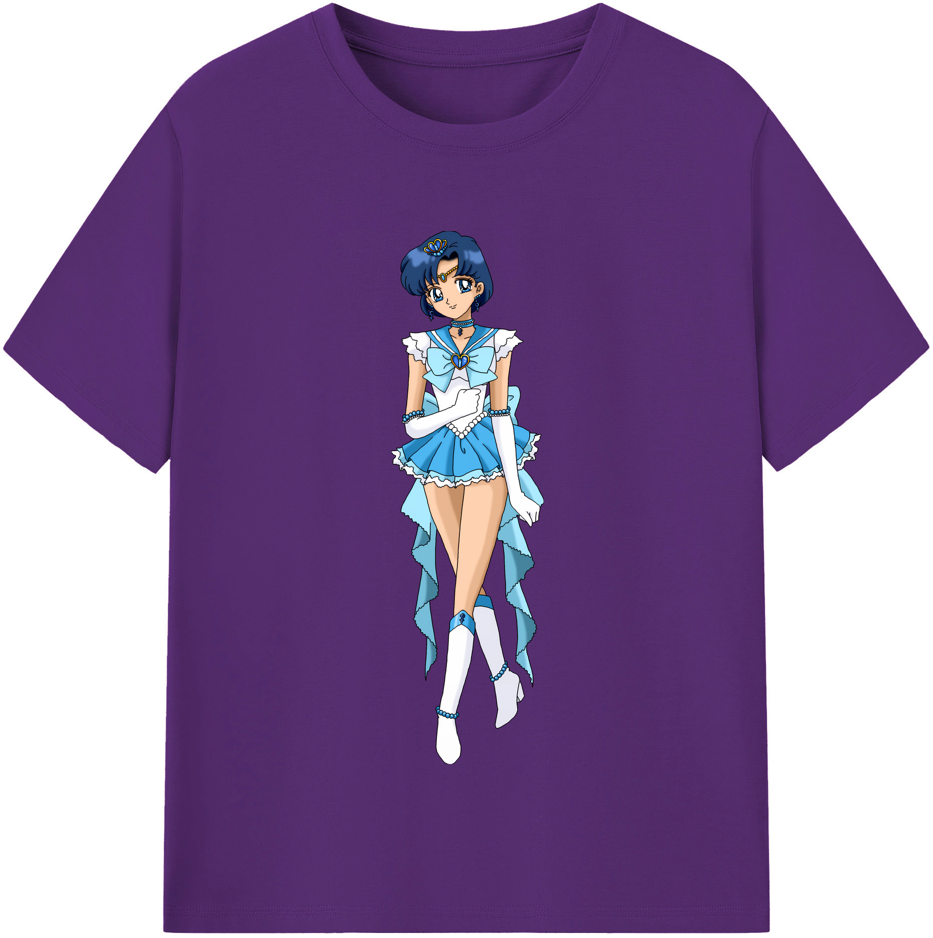 （画像用） 美少女戦士セーラームーン 水野 亜美 みずの あみ Sailor Moon Mizuno Ami 綿100％半袖Tシャツ（フロントプリント）