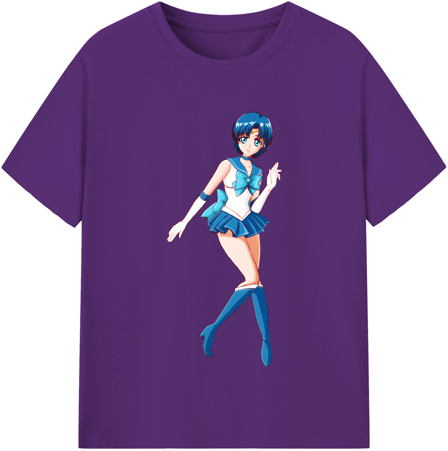 （画像用） 美少女戦士セーラームーン 水野 亜美 みずの あみ Sailor Moon Mizuno Ami 綿100％半袖Tシャツ（フロントプリント）