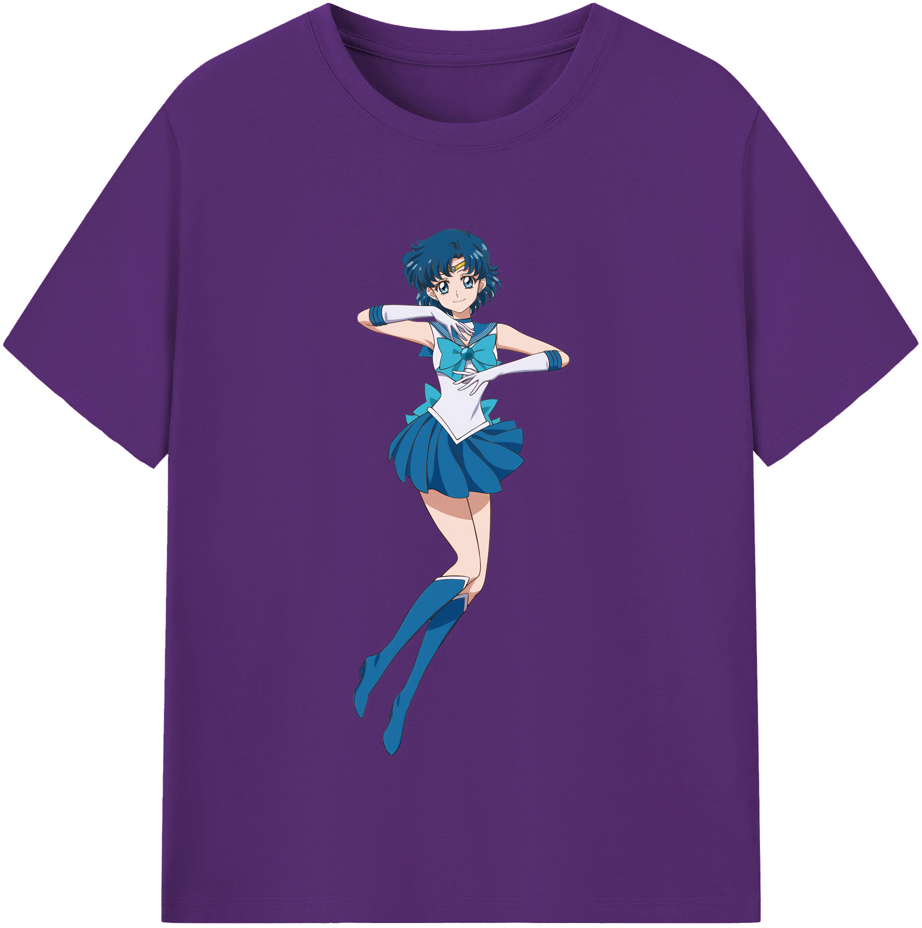 （画像用） 美少女戦士セーラームーン 水野 亜美 みずの あみ Sailor Moon Mizuno Ami 綿100％半袖Tシャツ（フロントプリント）