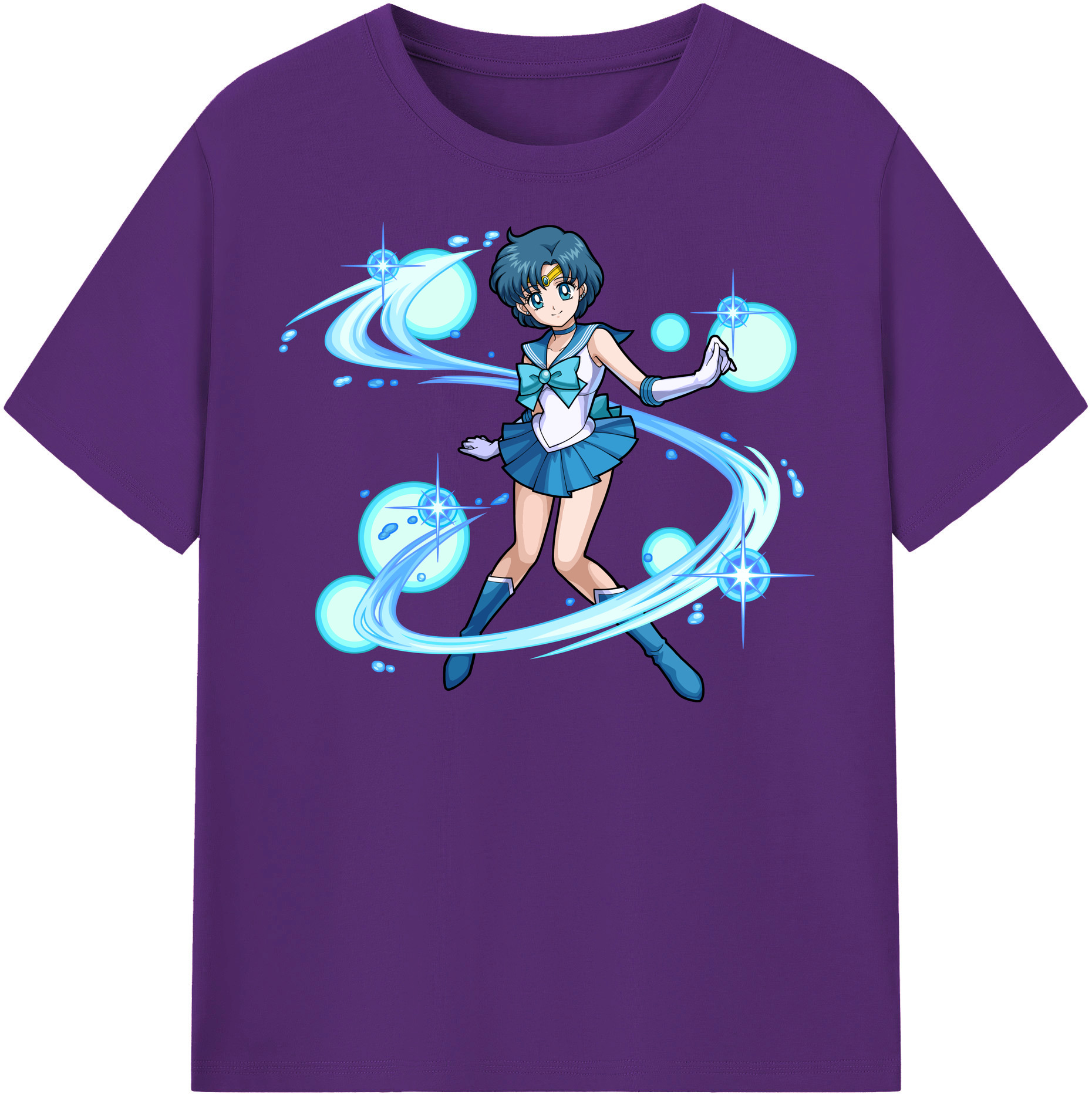 （画像用） 美少女戦士セーラームーン 水野 亜美 みずの あみ Sailor Moon Mizuno Ami 綿100％半袖Tシャツ（フロントプリント）
