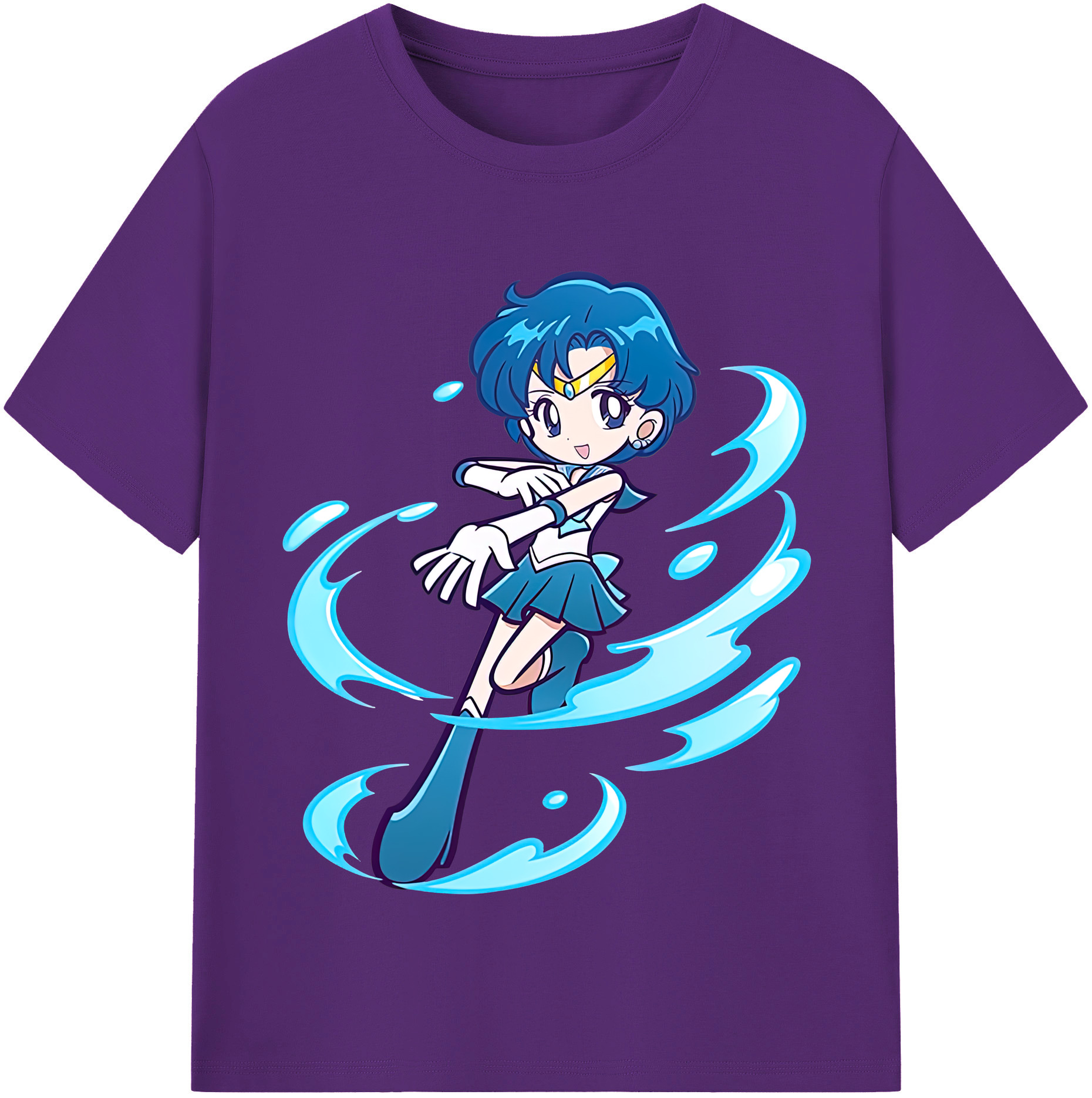 （画像用） 美少女戦士セーラームーン 水野 亜美 みずの あみ Sailor Moon Mizuno Ami 綿100％半袖Tシャツ（フロントプリント）