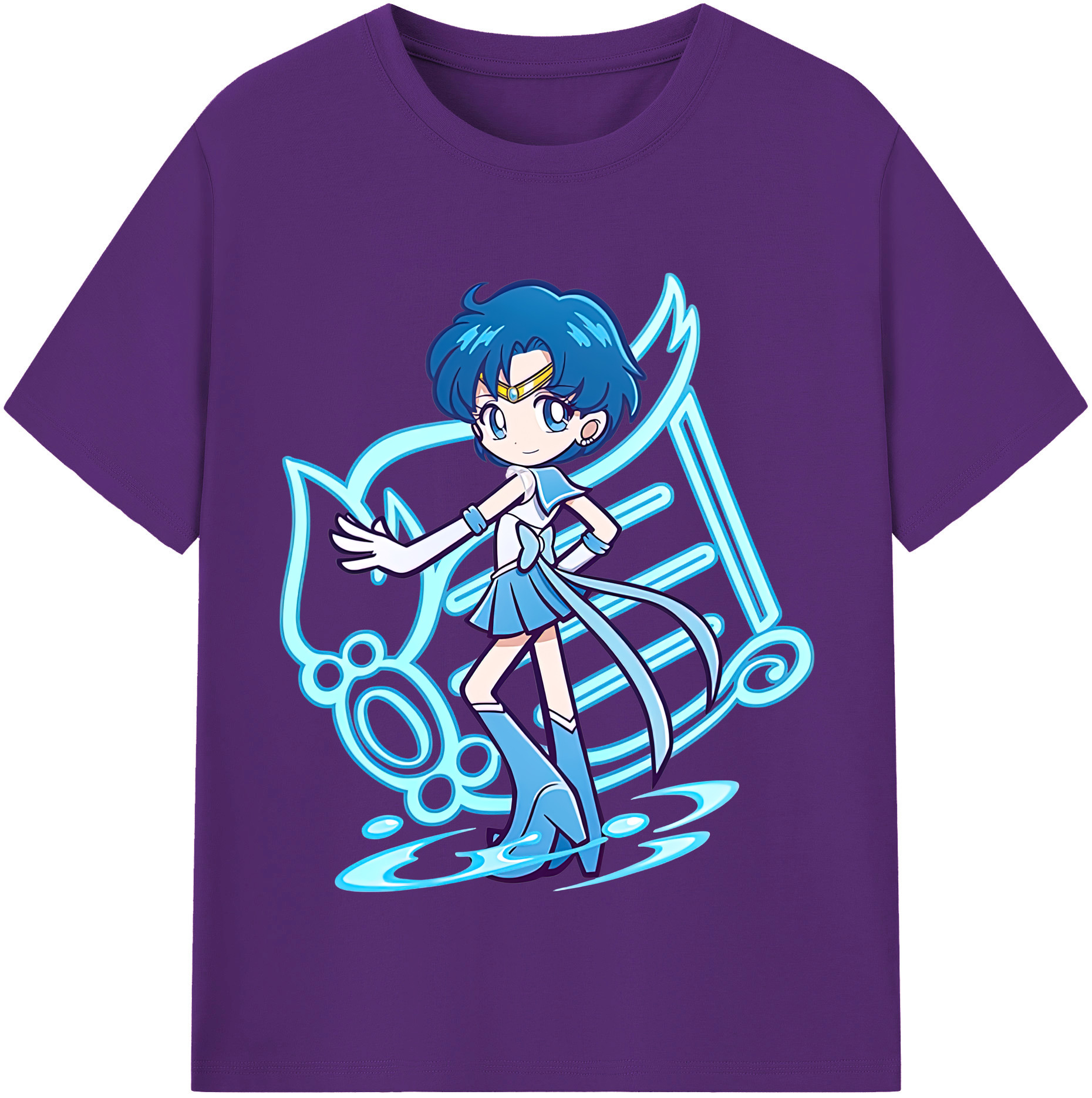 （画像用） 美少女戦士セーラームーン 水野 亜美 みずの あみ Sailor Moon Mizuno Ami 綿100％半袖Tシャツ（フロントプリント）