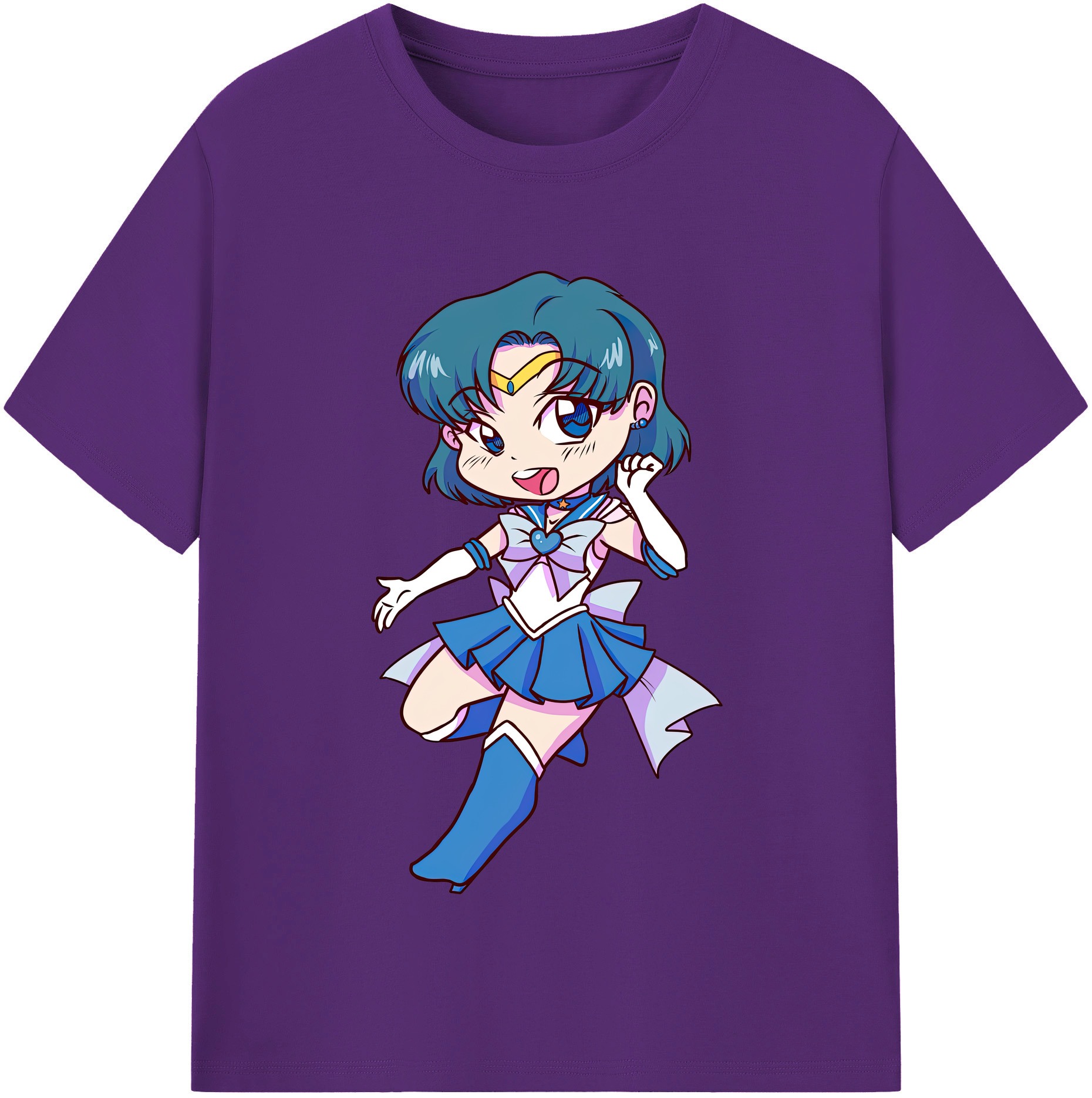 （画像用） 美少女戦士セーラームーン 水野 亜美 みずの あみ Sailor Moon Mizuno Ami 綿100％半袖Tシャツ（フロントプリント）