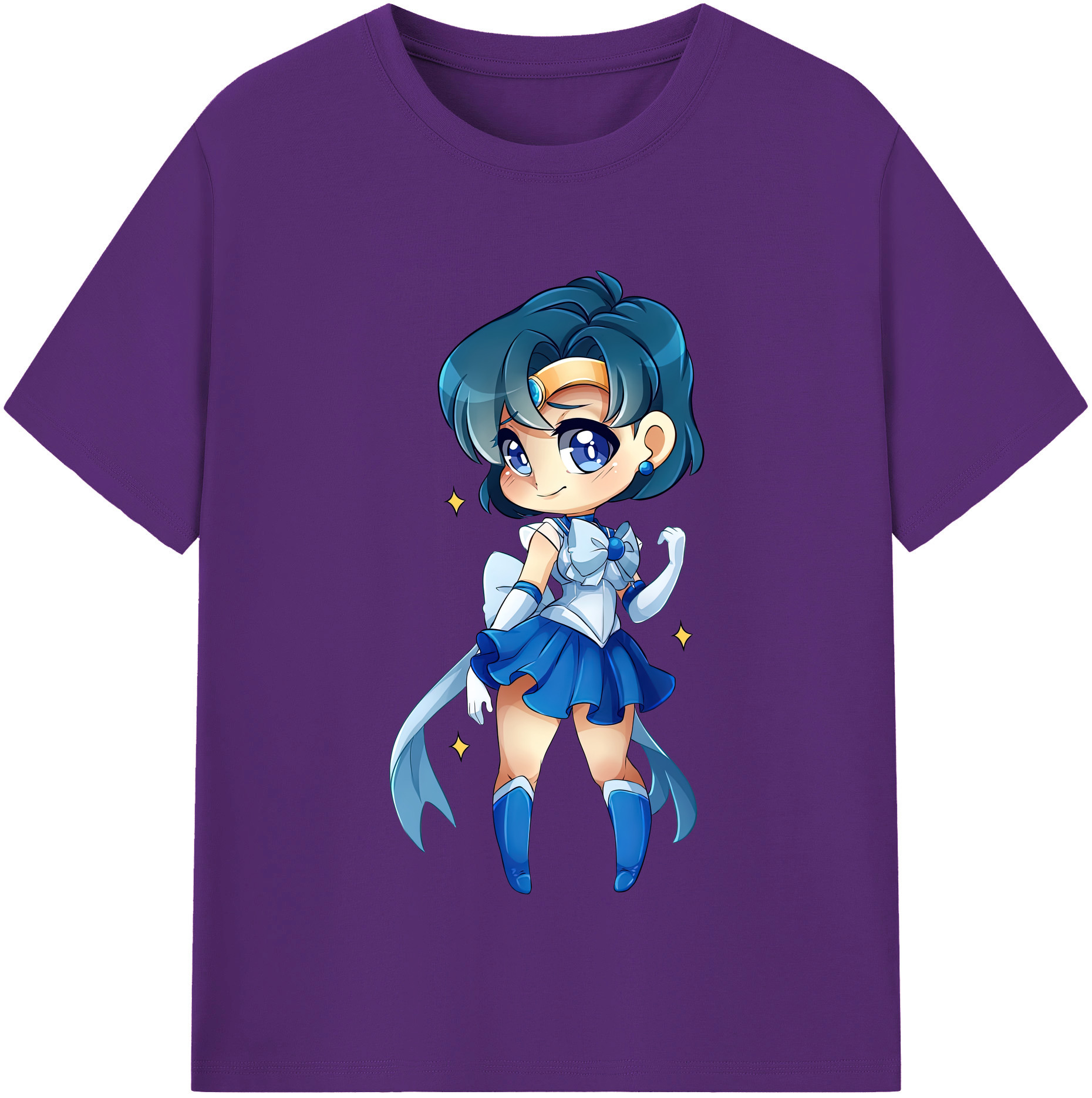 （画像用） 美少女戦士セーラームーン 水野 亜美 みずの あみ Sailor Moon Mizuno Ami 綿100％半袖Tシャツ（フロントプリント）