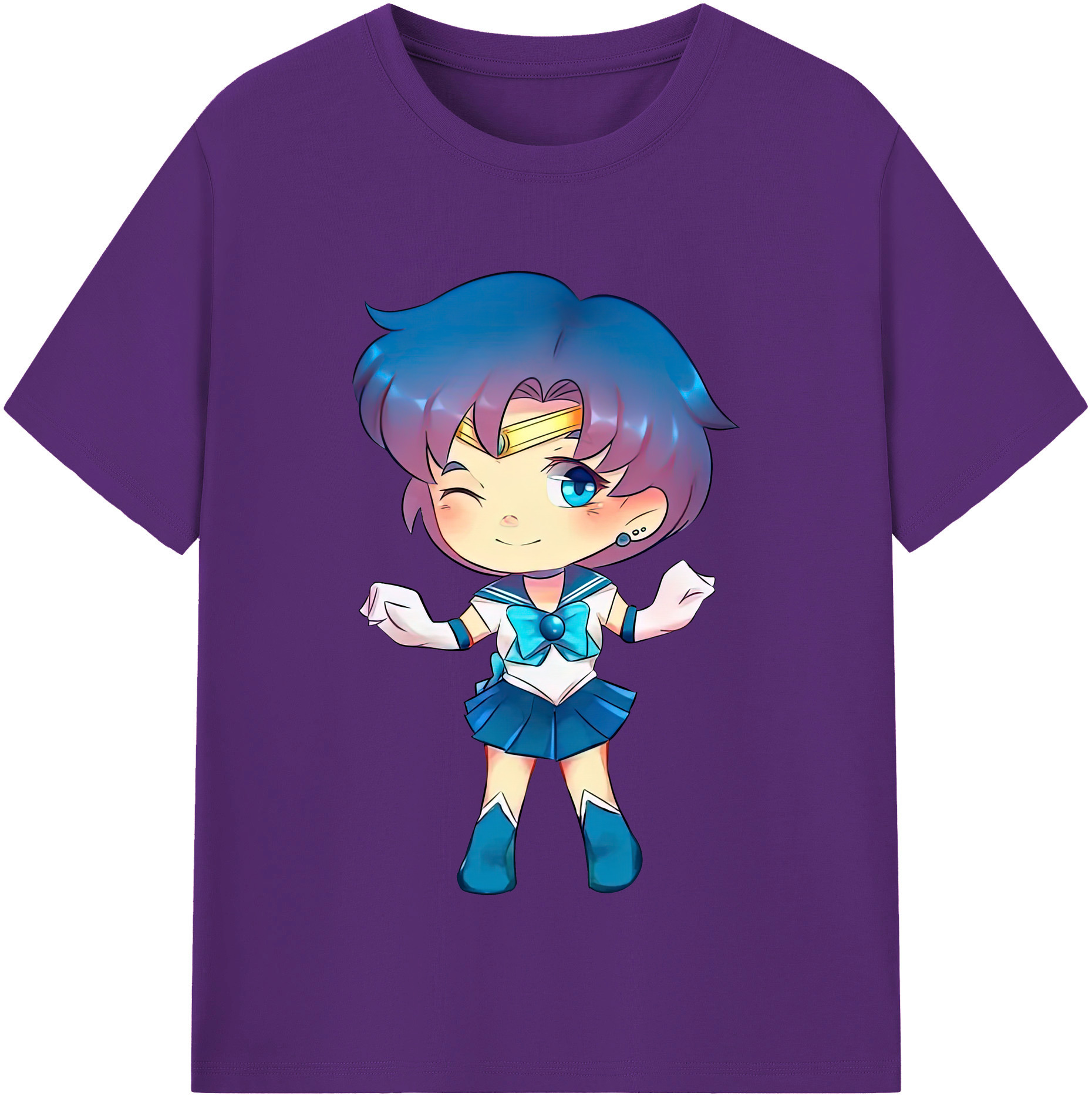（画像用） 美少女戦士セーラームーン 水野 亜美 みずの あみ Sailor Moon Mizuno Ami 綿100％半袖Tシャツ（フロントプリント）