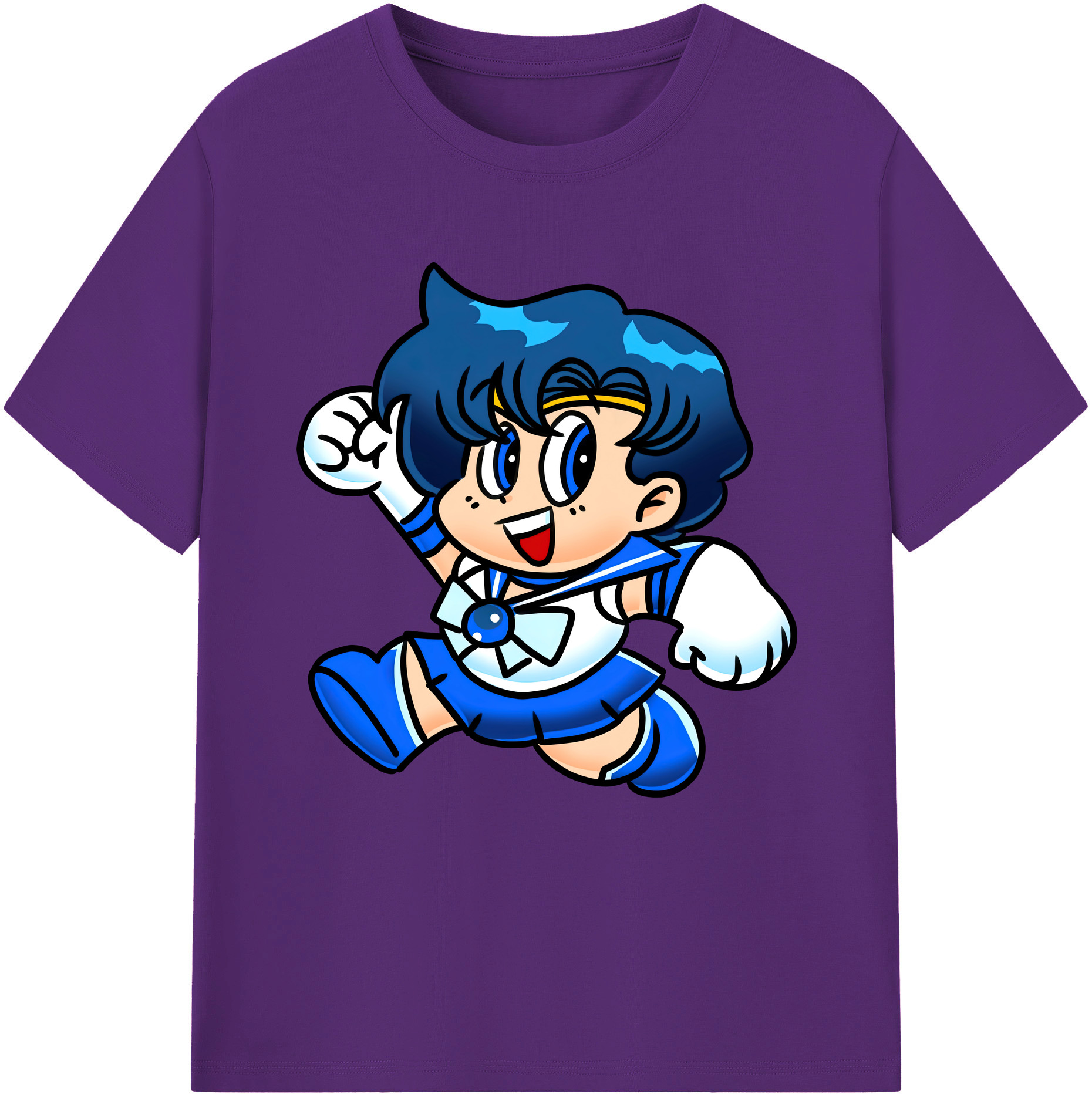 （画像用） 美少女戦士セーラームーン 水野 亜美 みずの あみ Sailor Moon Mizuno Ami 綿100％半袖Tシャツ（フロントプリント）