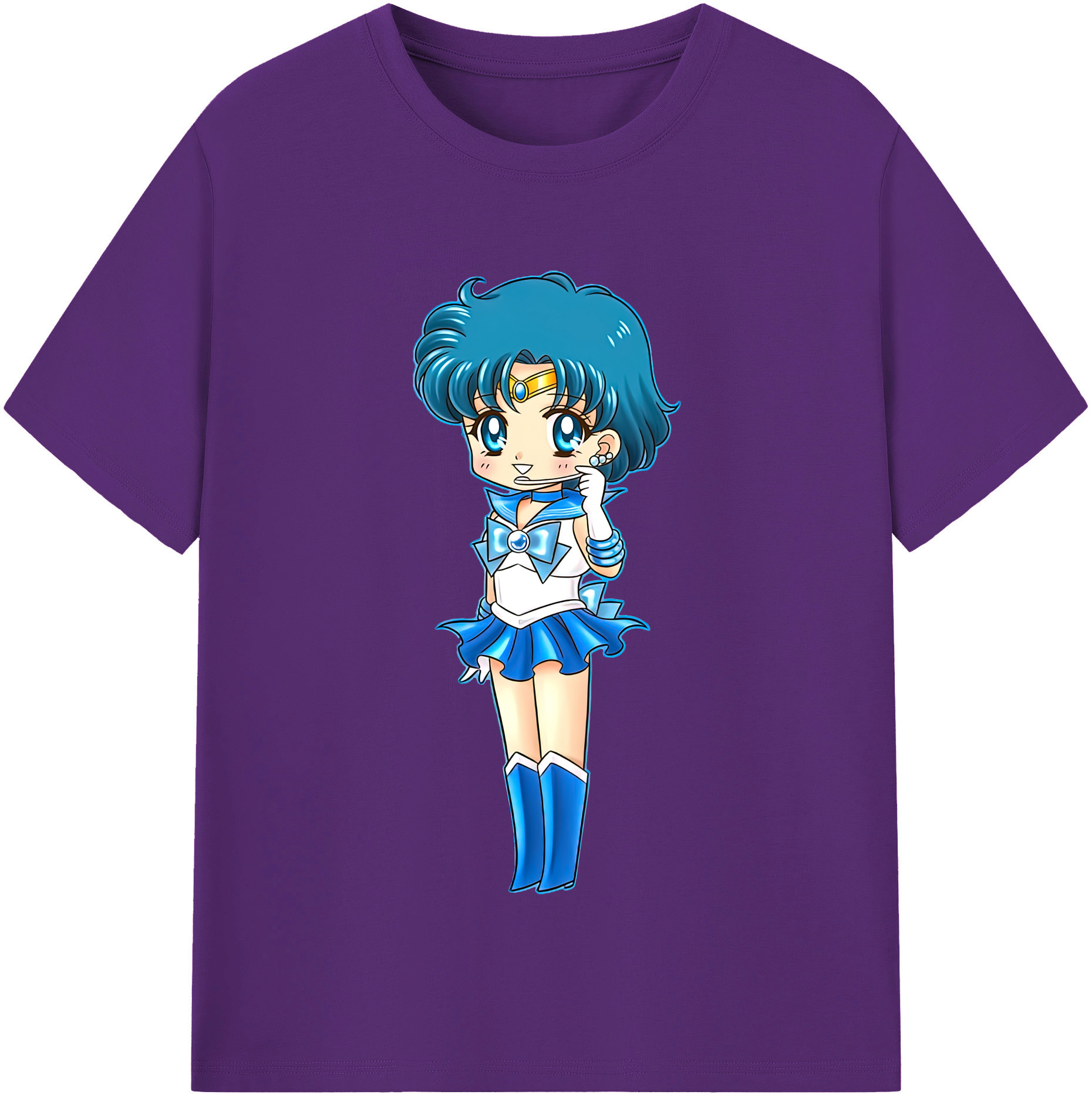 （画像用） 美少女戦士セーラームーン 水野 亜美 みずの あみ Sailor Moon Mizuno Ami 綿100％半袖Tシャツ（フロントプリント）