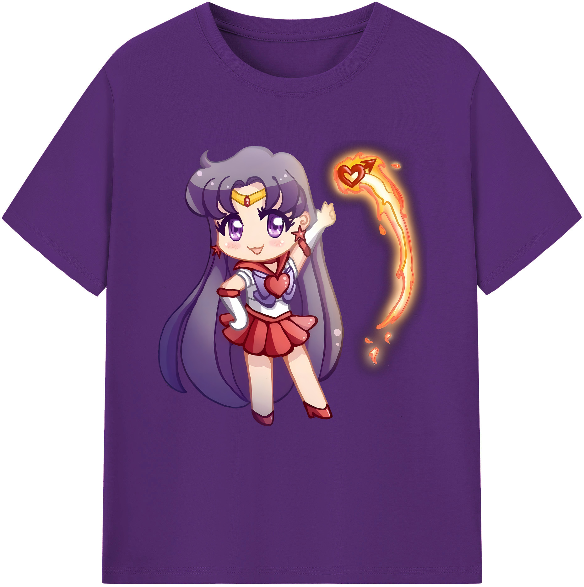 （画像用） 美少女戦士セーラームーン 火野レイ ひの レイ Sailor Moon Hino Rei （セーラーマーズ,Sailor Mars） 綿100％半袖Tシャツ（フロントプリント）