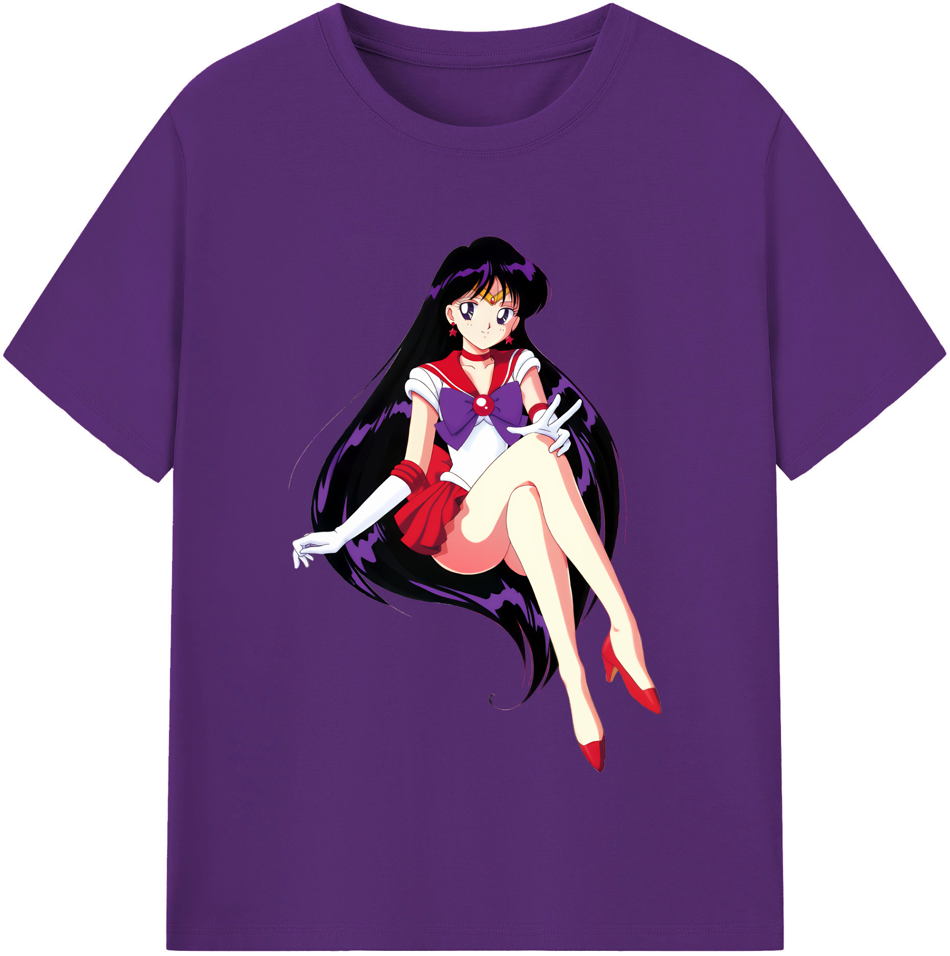 （画像用） 美少女戦士セーラームーン 火野レイ ひの レイ Sailor Moon Hino Rei （セーラーマーズ,Sailor Mars） 綿100％半袖Tシャツ（フロントプリント）