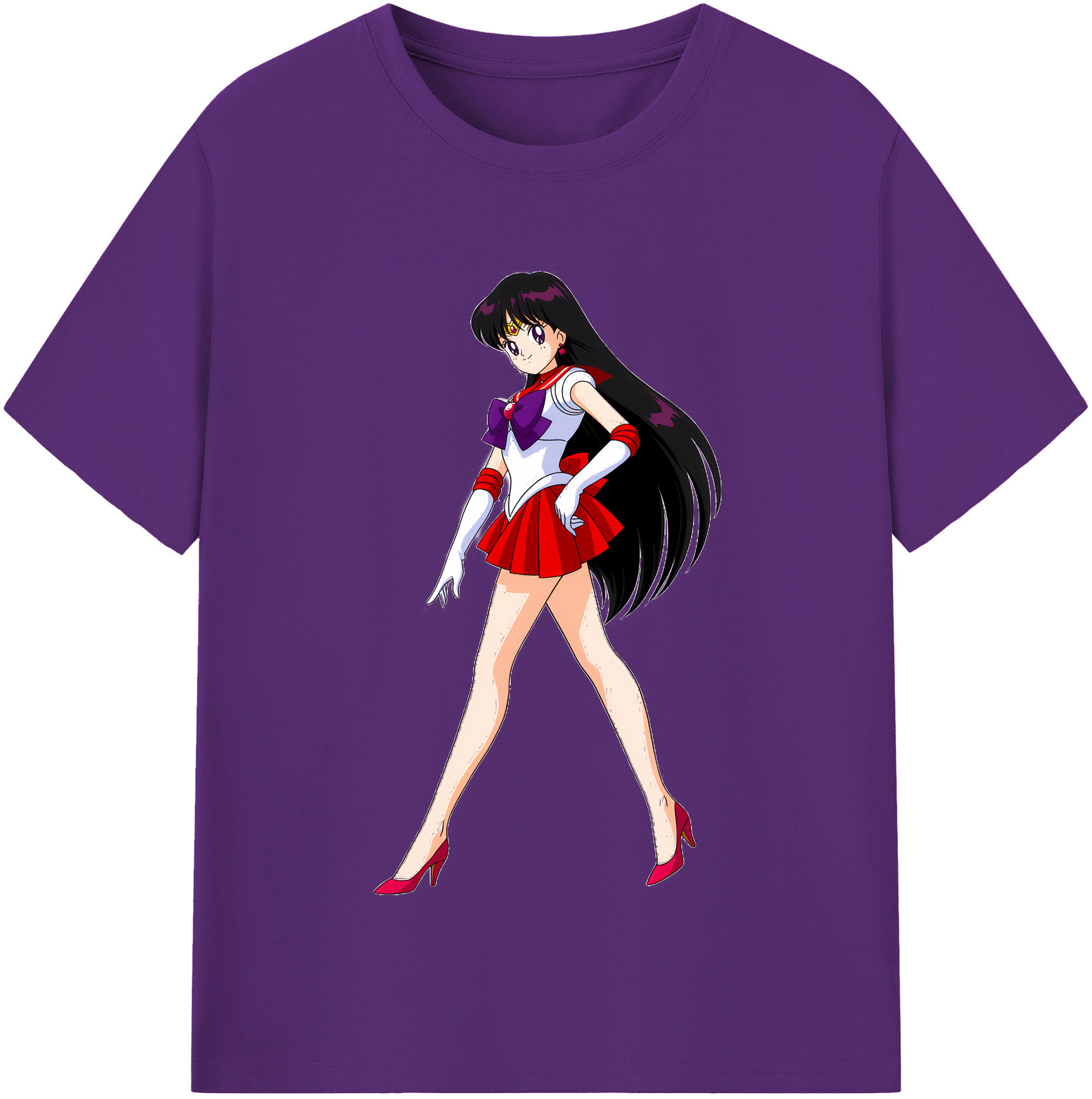 （画像用） 美少女戦士セーラームーン 火野レイ ひの レイ Sailor Moon Hino Rei （セーラーマーズ,Sailor Mars） 綿100％半袖Tシャツ（フロントプリント）